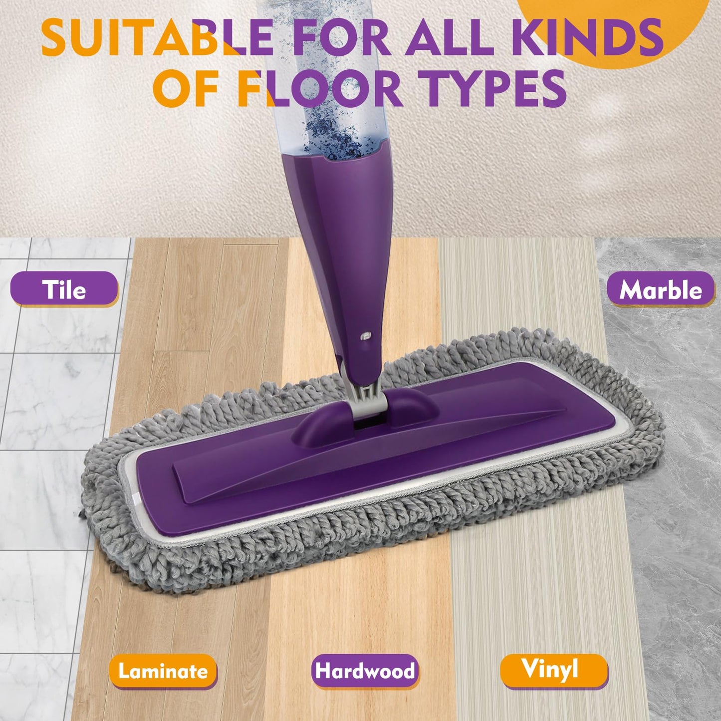 Microfiber Spray Mop for Floor Cleaning with Washable Pads,Dry Wet Use