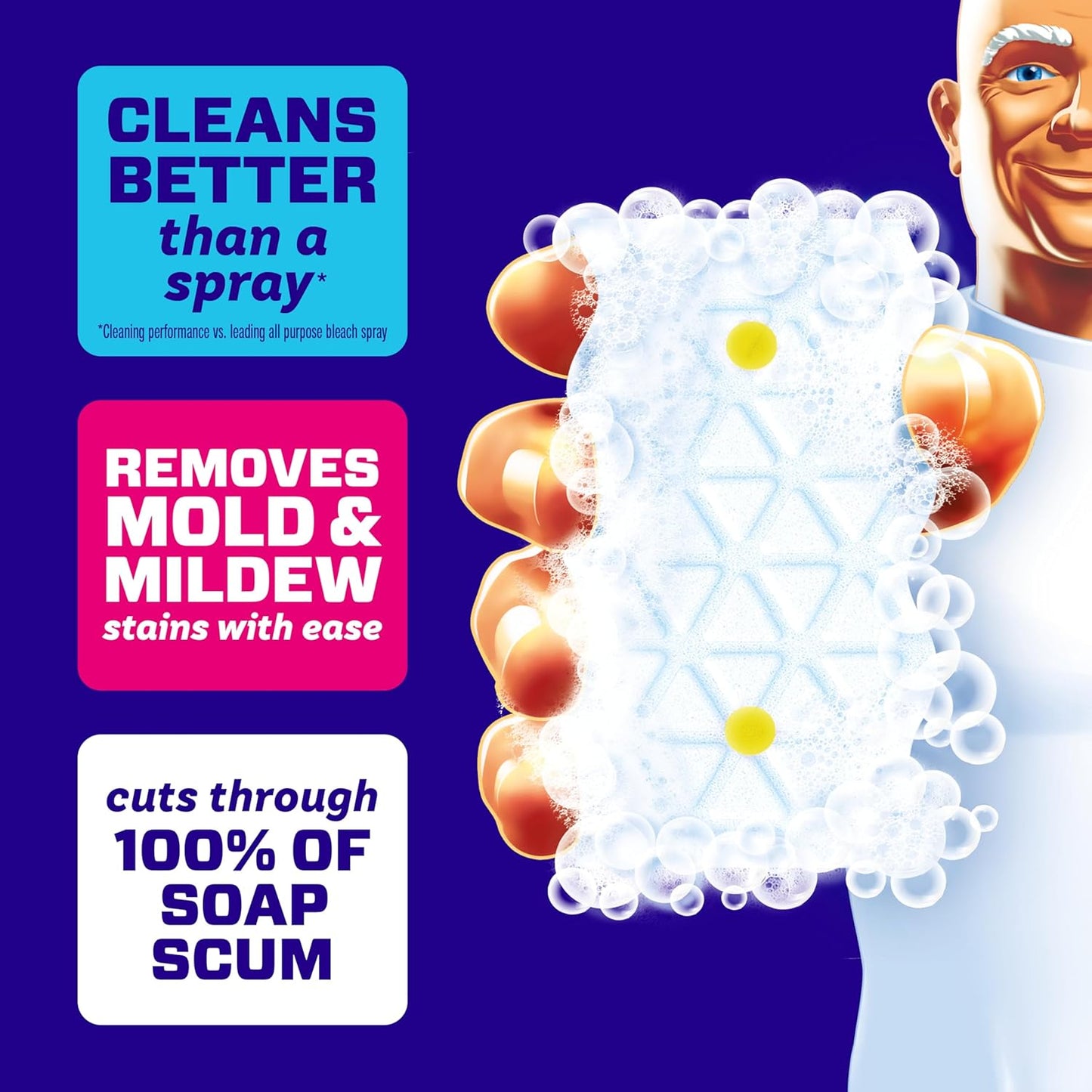 Mr. Clean Magic Eraser Sponge, Bathroom Cleaner, Soap Scum Shower & Tub Cleaner, 2 in 1 Bath, 7ct