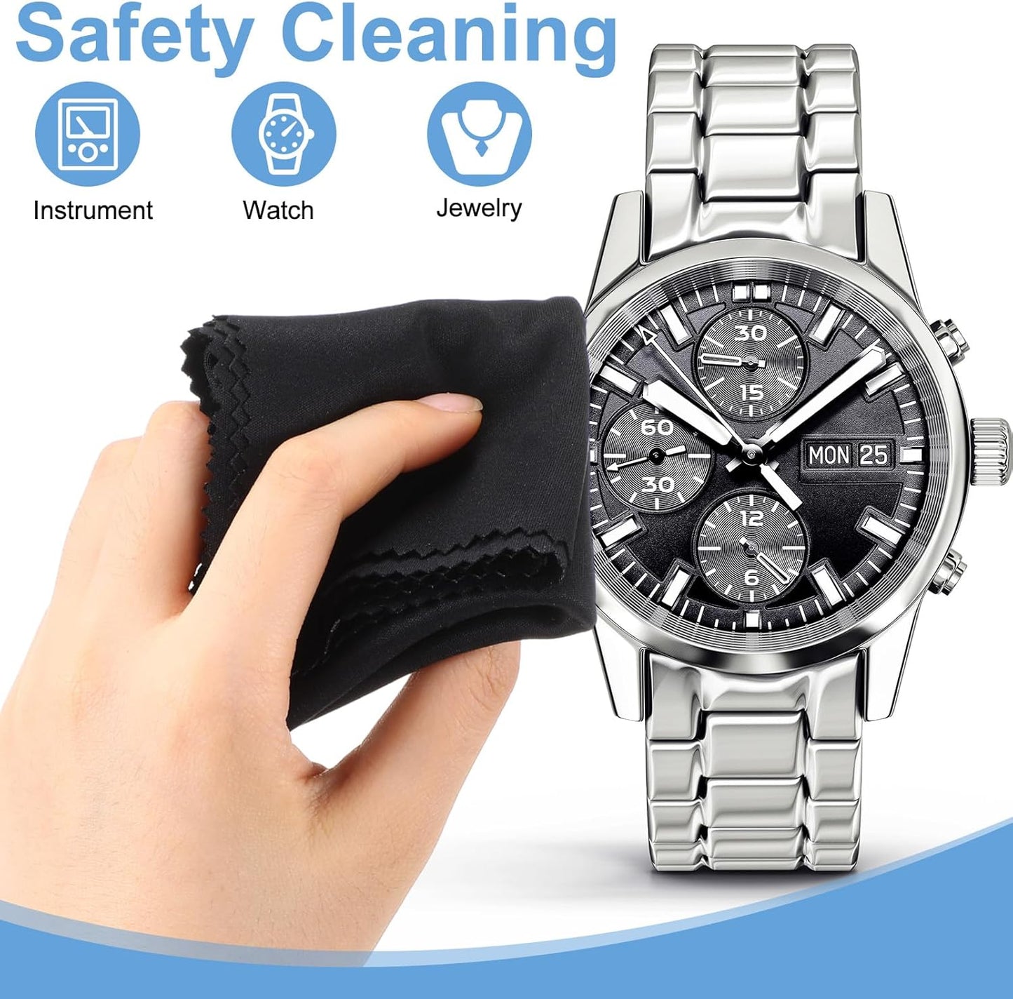 Frienda 12 Pack Large Microfiber Glass Cleaning Cloths 12 x 12 Inch Oversized Sunglasses Cleaning Cloths for Electronics Glasses Screens and Lenses(Blue,Light Gray,Black)