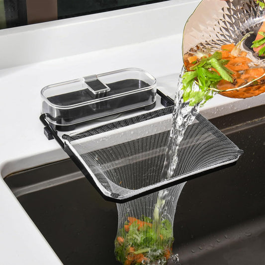 Kitchen Sink Drain Strainer Basket Holder - 50 Mesh Net Bags for Food Scraps, Kitchen Sink Food Catcher & Garbage Disposal Strainer (black)