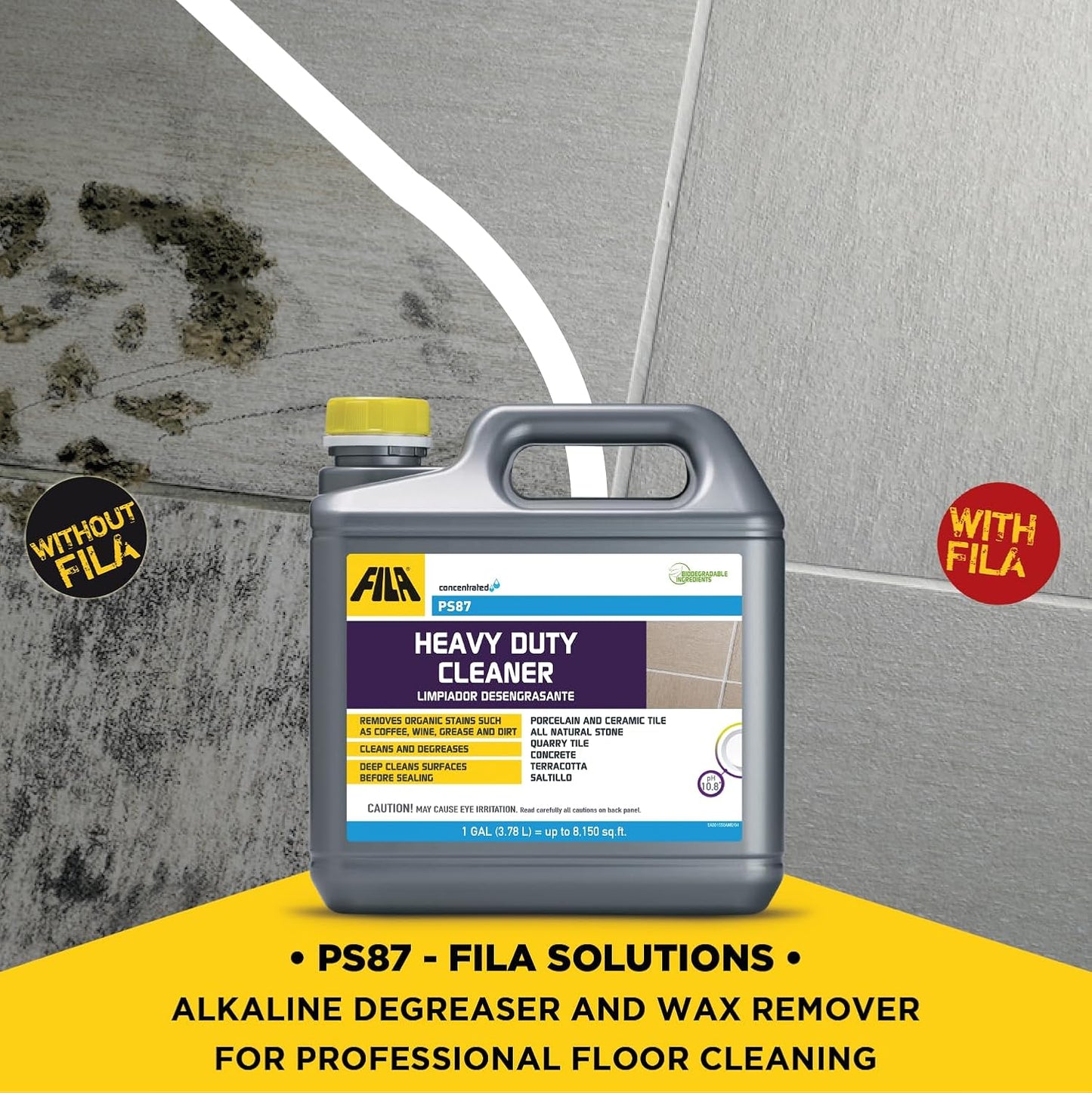 FILA Surface Care Solutions PS87 Heavy Duty Cleaner and Degreaser, 1 GAL (PS87 Heavy Duty Cleaner,), 128 Fl Oz (Pack of 1)