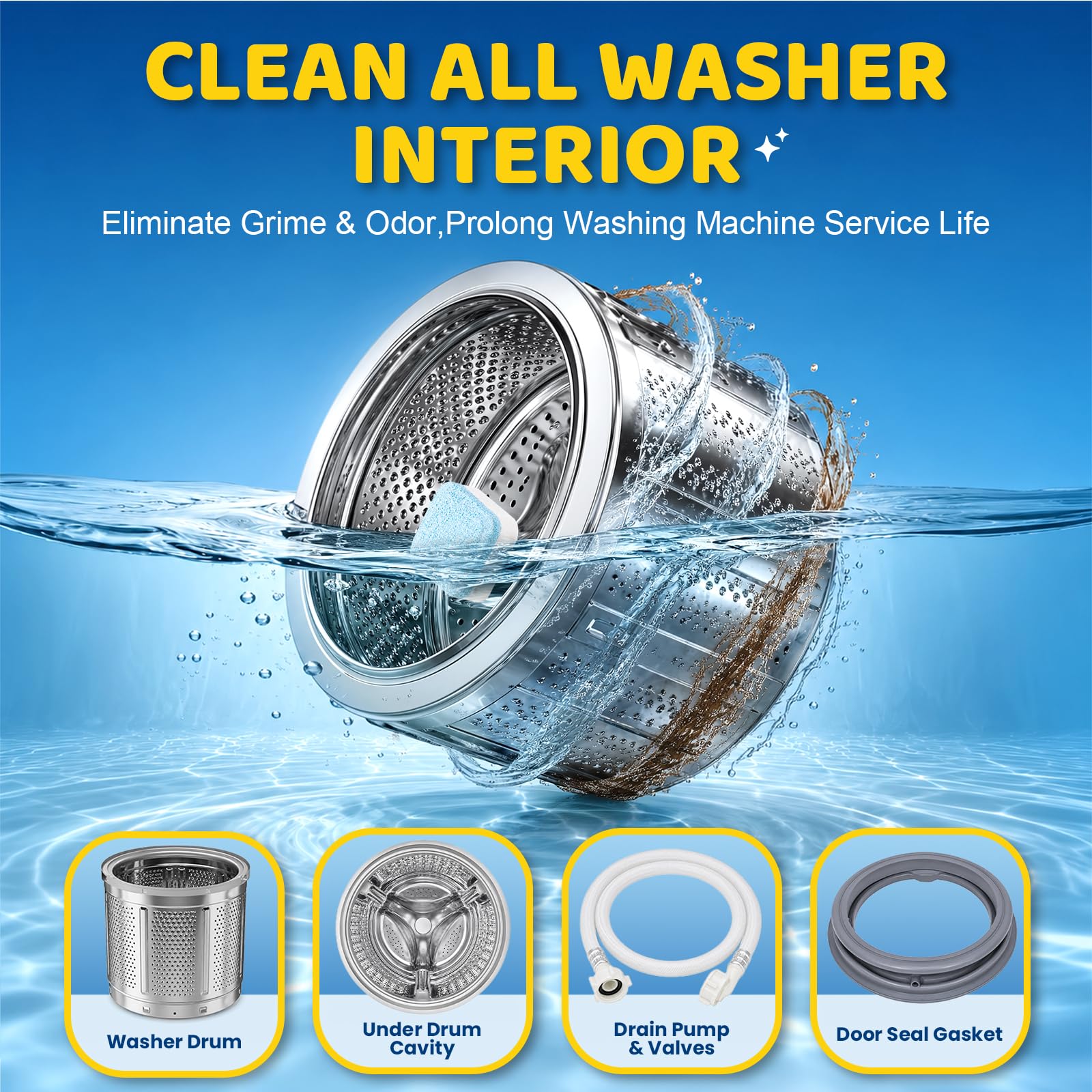 Tezii Simax 28 Pack Washing Machine Cleaner for Pet Owners, Natural Enzymes Lift Embedded Pet Hair