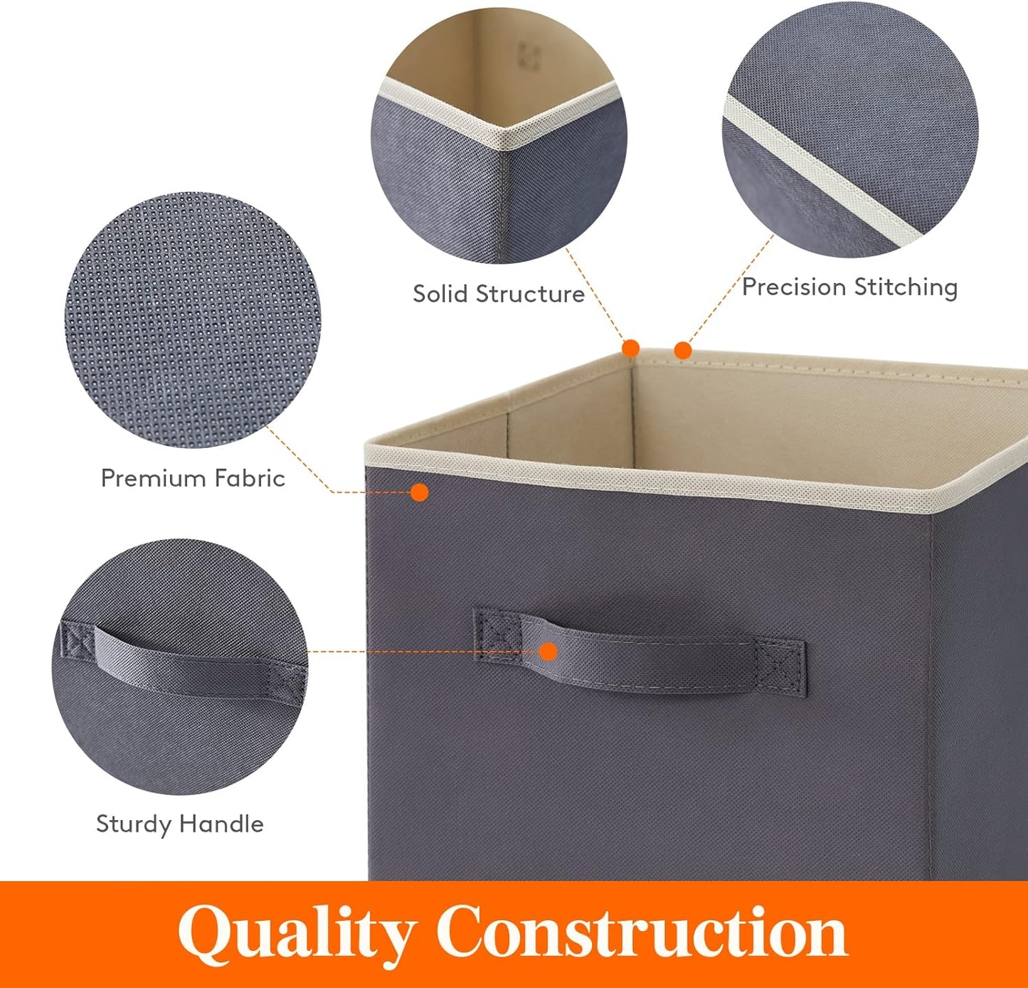 Lifewit Collapsible Fabric Storage Cubes Bins Set 11 Inch, Foldable Cubby Organizers Boxes, 6 Pack Organizing Baskets for Shelf, Closet, Utility Room, Storage Room, 18L Gray