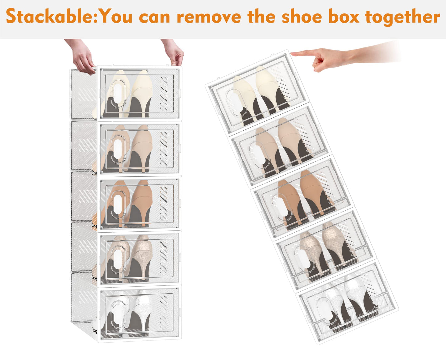 SIMPDIY Clear Shoe Storage Boxes, Stackable Shoe Organizer for Closet