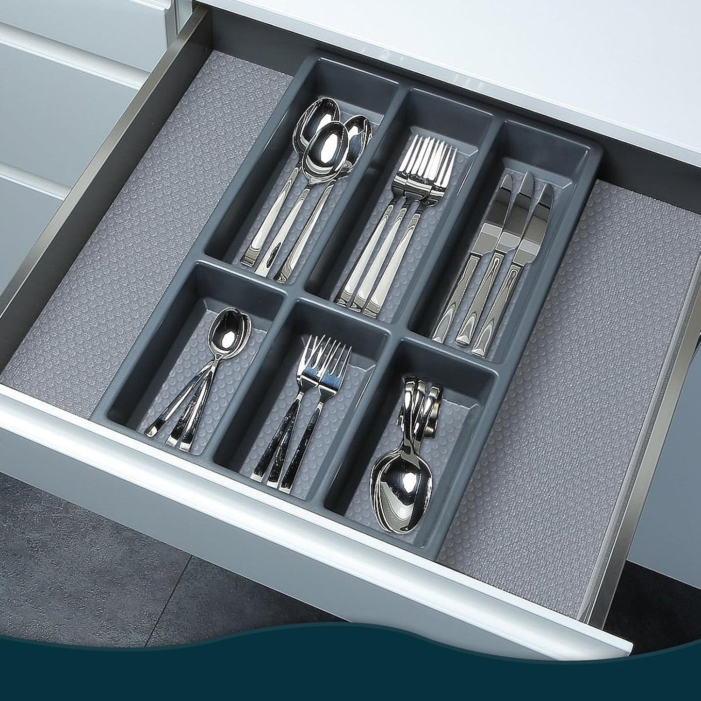 Shelf Liners for Kitchen Cabinets Non-Adhesive & Washable,Non Slip Cabinet Liners for Shelves Waterproof & Oil Proof,Clear Plastic Drawer Liner,Easy to Cut & Food-Grade EVA 12'' x 20' x 2 Rolls CT-122