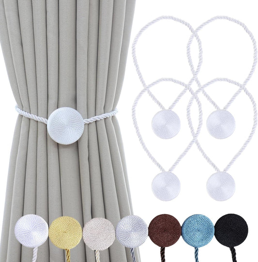 Magnetic Curtain Tiebacks - 12mm Magnetic Tie Backs for Curtains, Heavy Duty No Drill Curtain