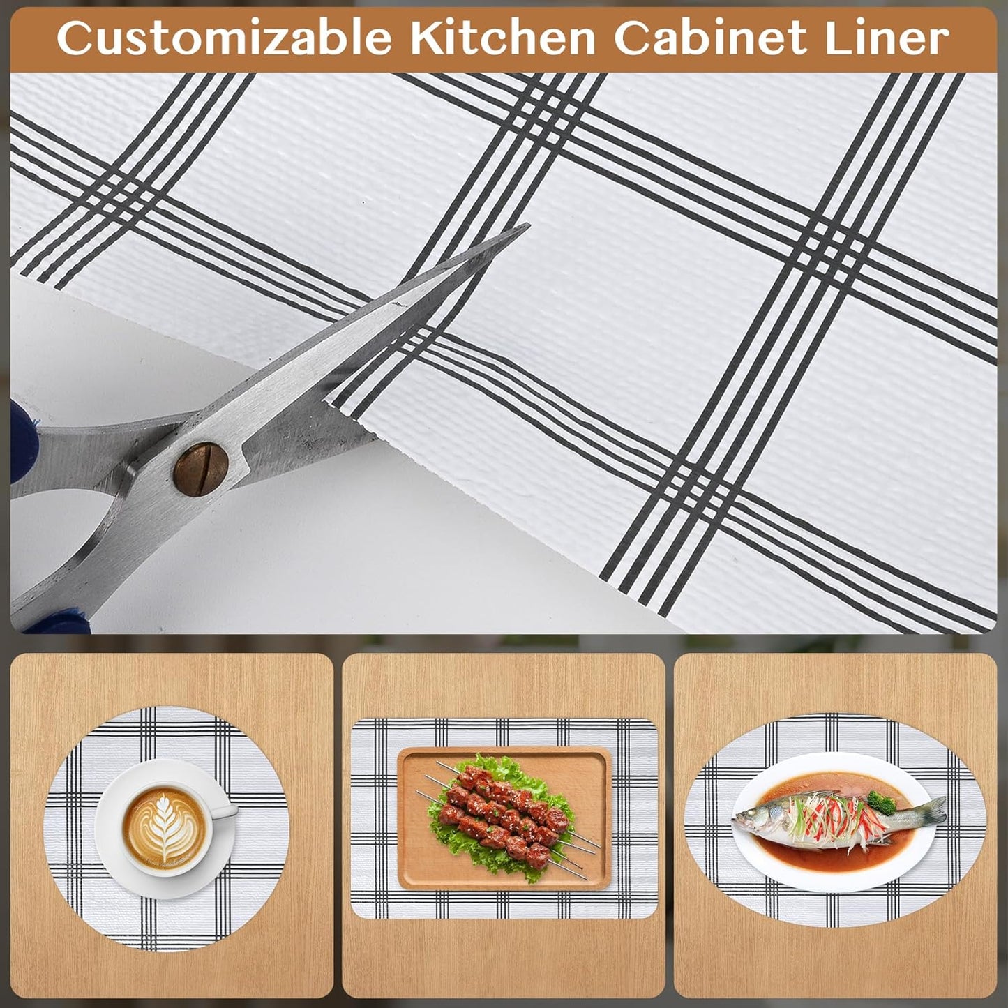 Non-Adhesive Shelf and Drawer Liner for Kitchen Cabinets, 12 in x 20FT Strong Non-Slip Cabinet Liners for Shelves, Refrigerator, Pantry Storage, Bathroom Closet, Easy to Clean, Stripes