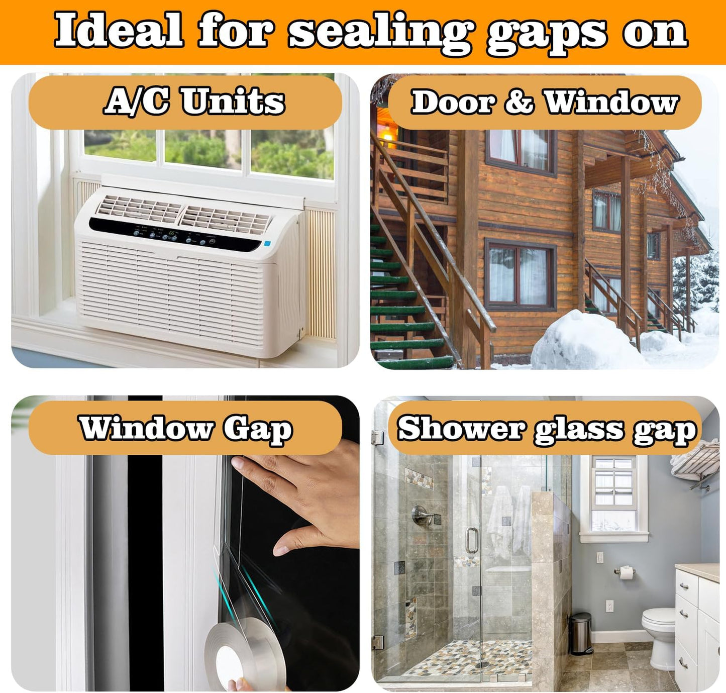 Transparent Window Weather Sealing Tape 2.76 Inch x 16.5 FT Weather Stripping Residue-Free Clear Window Insulation Caulk for Shower Glass Gaps and Clear Tape Doors Windows Windproof