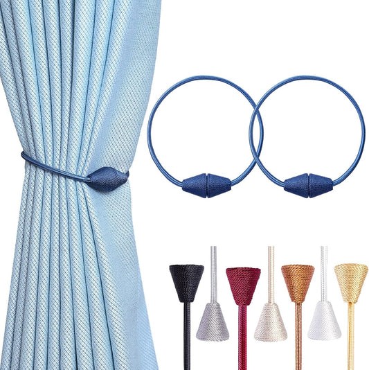 2 PCS Magnetic Curtain Tiebacks, European Style Convenient Drape Tie Backs Holdbacks for Thin or