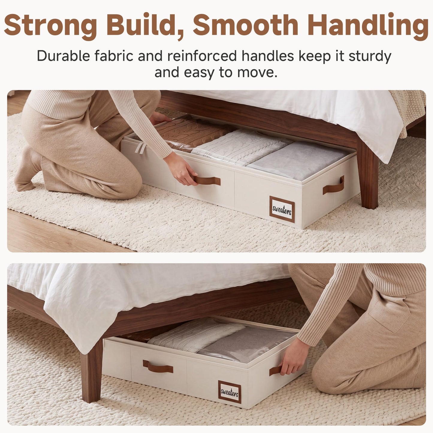 StorageWorks 6 Inch Low Profile Under Bed Storage Containers with Clear Lid