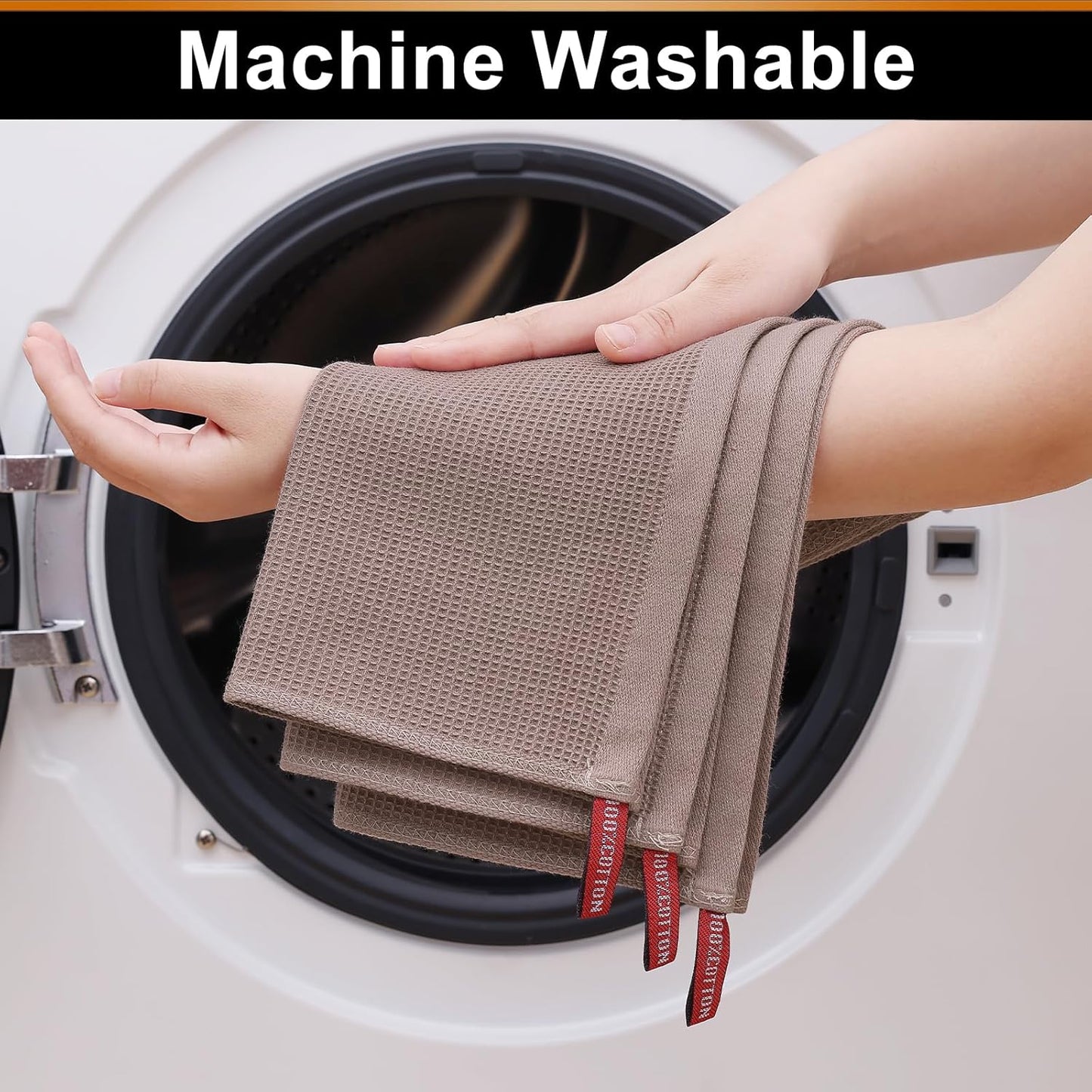 Homaxy 100% Cotton Waffle Weave Dish Cloths - 8 Pack Soft and Absorbent Dish Towels - 12 x 12 Inches Quick Dry Dish Rags - Brown