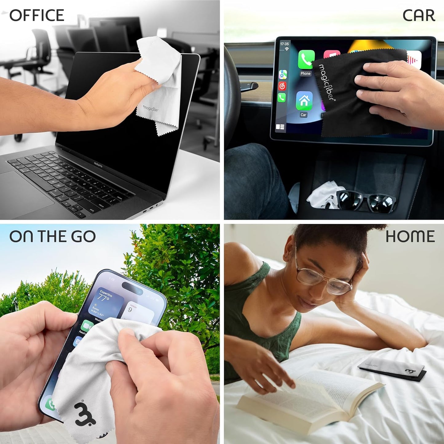 MagicFiber Microfiber Cleaning Cloth, 30 Pack - Premium Cloth for Glasses, Lens, Screens & More