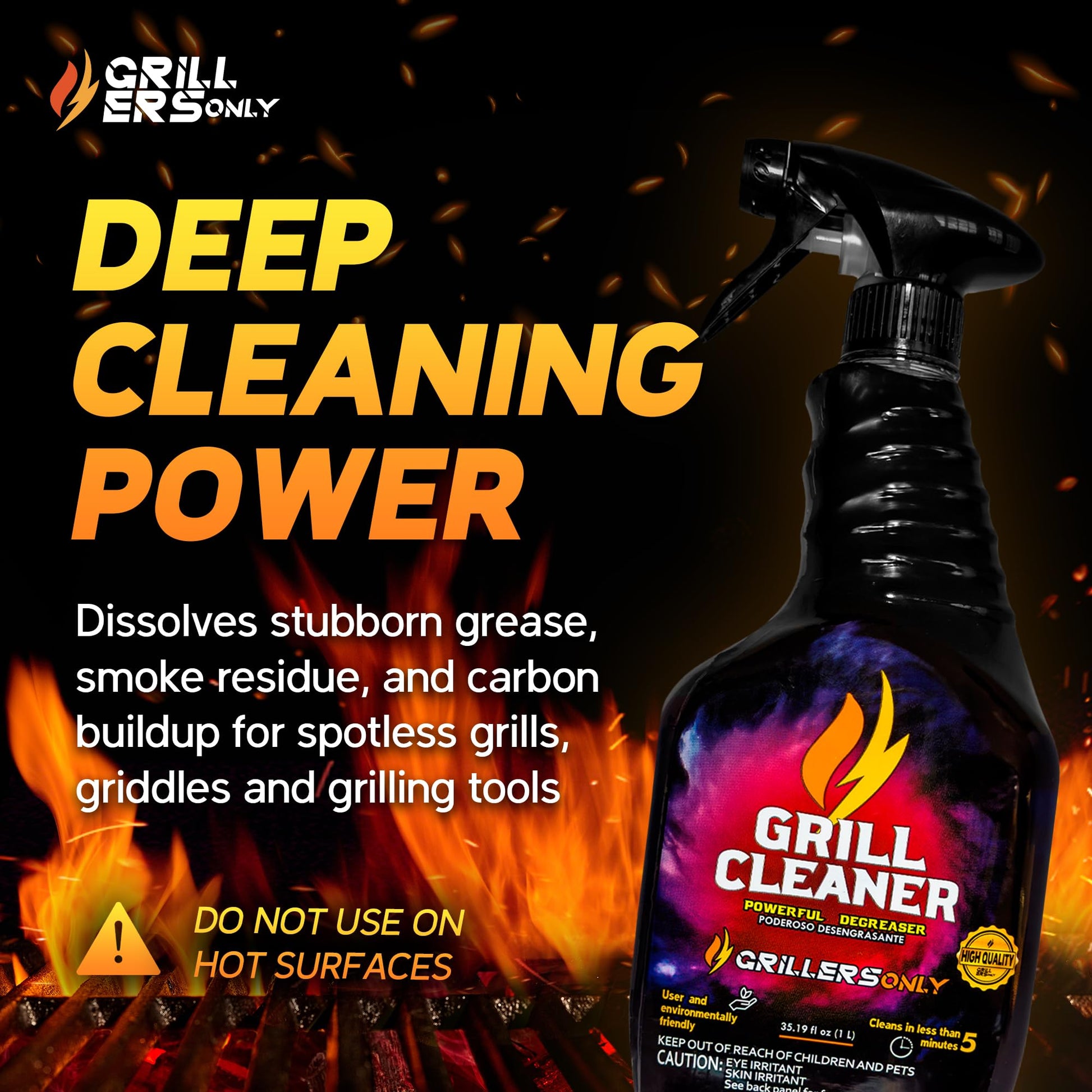 Grill Cleaner Spray & Degreaser | Heavy-Duty Grill Spray for BBQ, Griddles & Cast Iron Cleaner