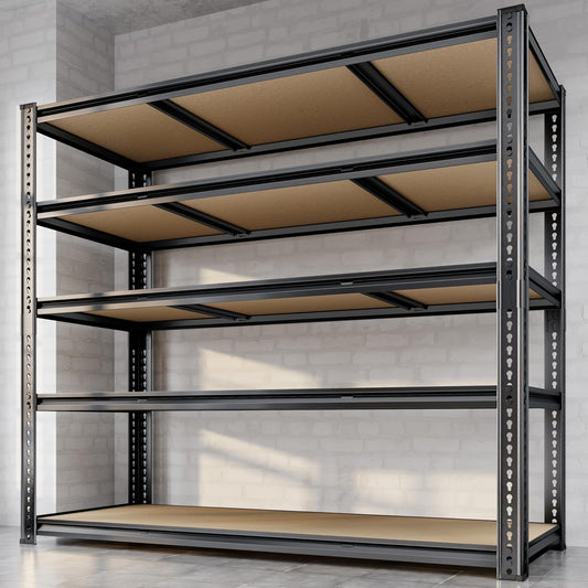 48"W Garage Shelving, 3050LBS Storage Shelves Heavy Duty, 5 Tier Metal Shelving Unit Adjustable