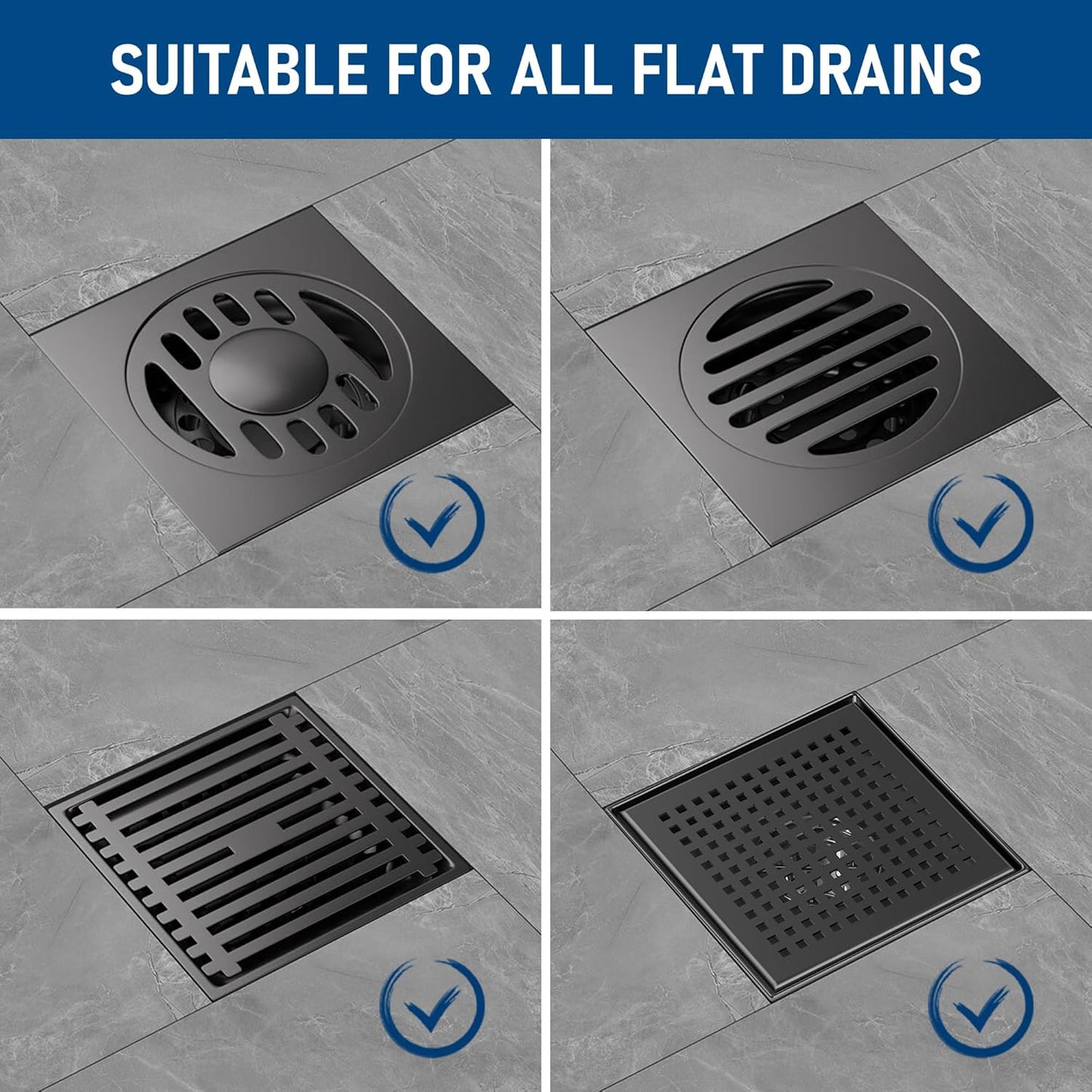 Disposable Hair Catcher Shower Drain Mesh Stickers, Hair Catchers for Shower, 50 Pack, 4.1 Inch - Square