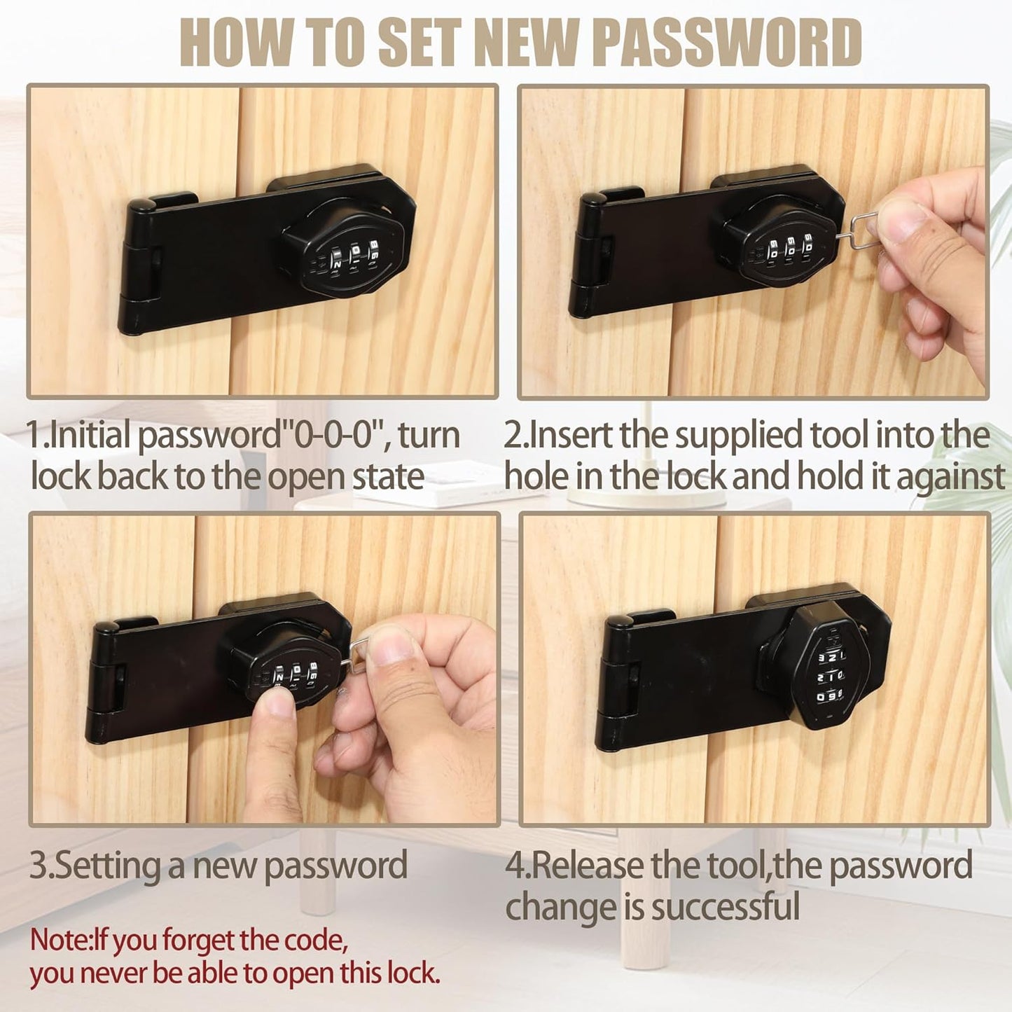 Password Rotary Hasp Locks, Digit Combination Lock Door Security Slide Latch Door Lock for Drawers, File Cabinets, Cabinets, Interior Doors, Barns, Garage Doors, Fence (3 Inch)