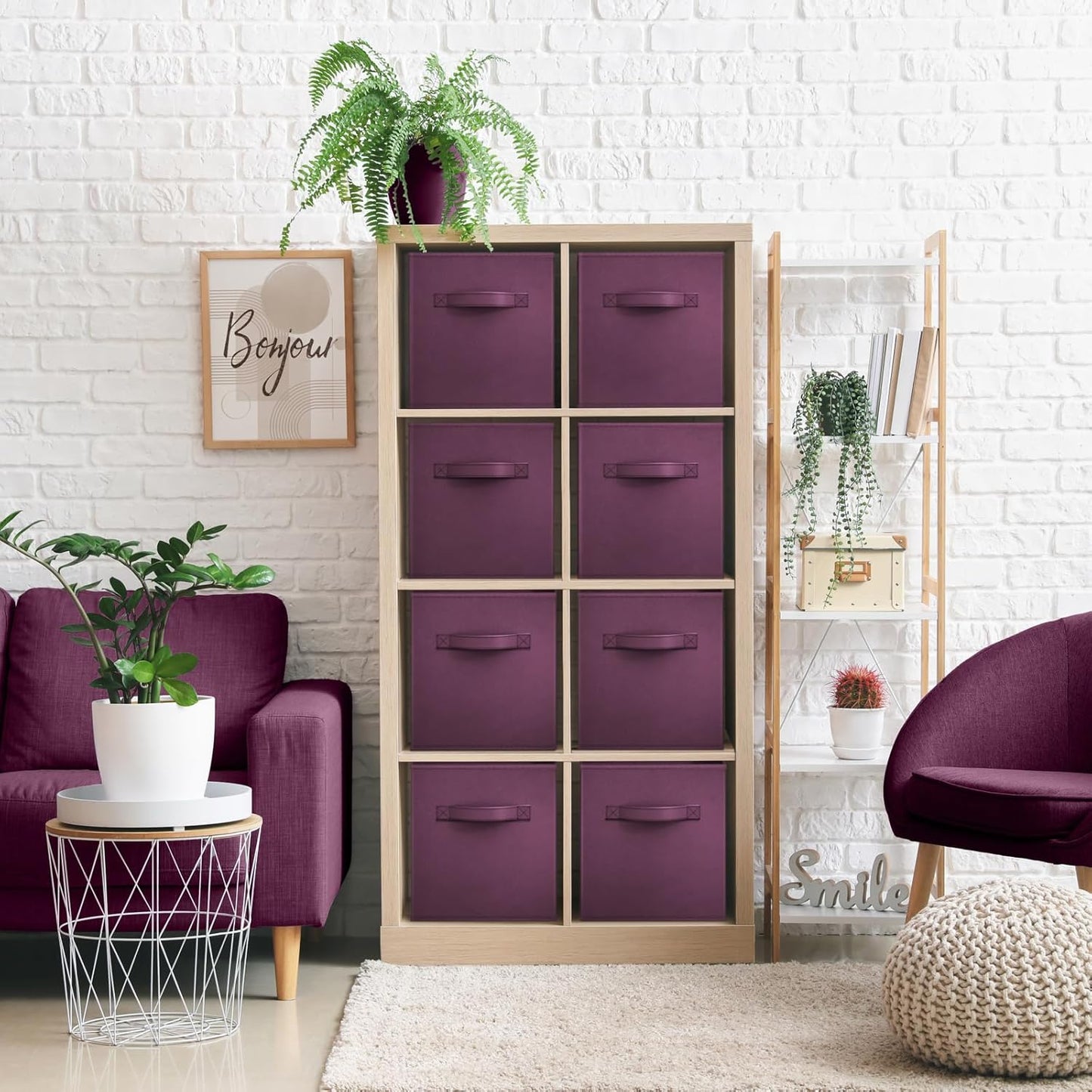 Sorbus 13 Inch Storage Bins - Sturdy Collapsible Fabric Storage Cubes with Handle - 8 Foldable Baskets for Organizing Clothes, Toys, Books - Storage Baskets for Shelves, Closets