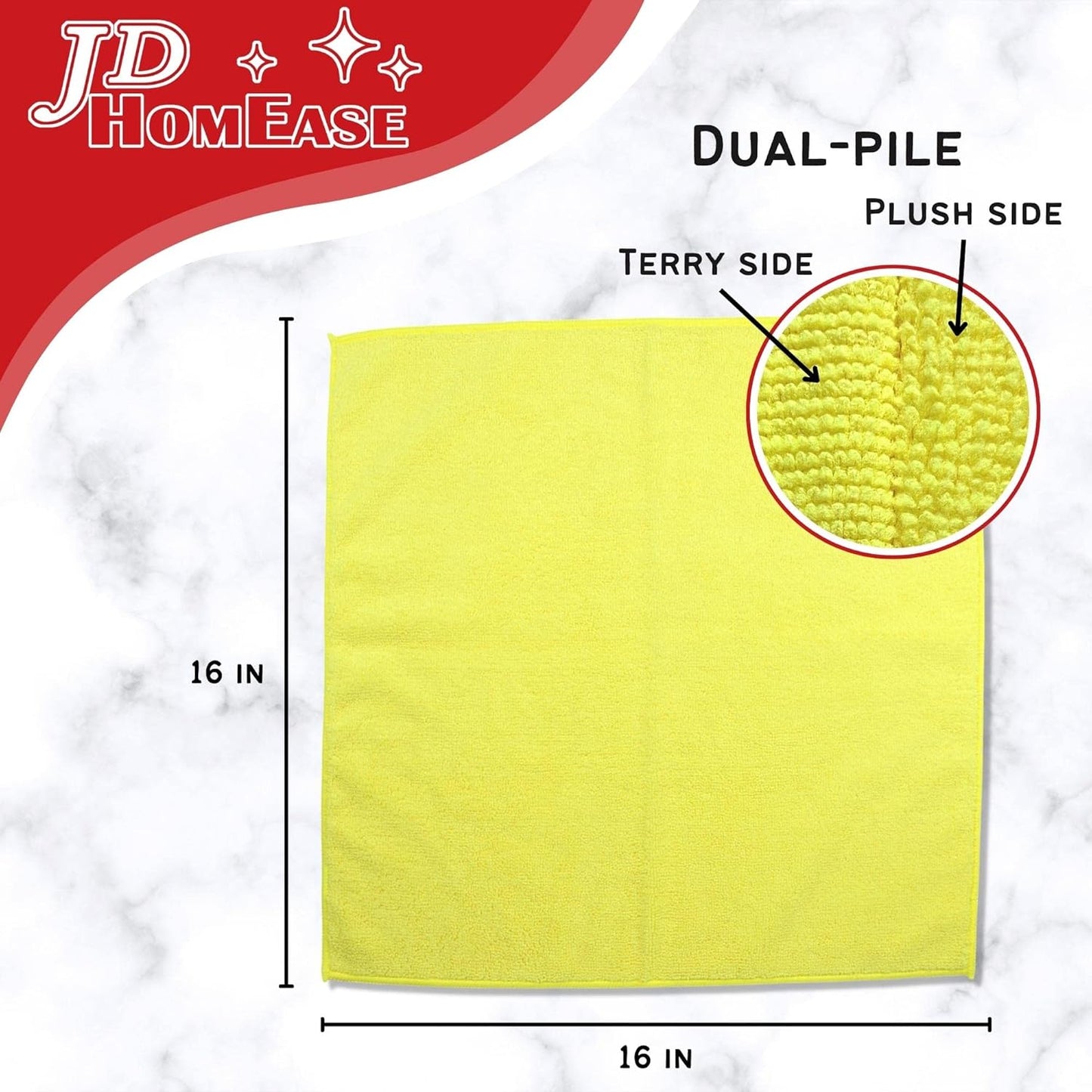 Microfiber Cleaning Cloths, 240 Pack, 16"x16", All-Purpose, Softer, Highly Absorbent, Lint-Free, Reusable, Washable Pro Towels, Yellow, for House, Kitchen, Bathroom, Car, Office