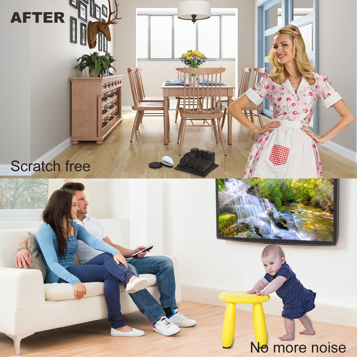 Felt Furniture Pads 136 Pieces, Furniture Pads for Hardwood Floors, 5mm Thick Floor Protectors for Furniture Legs, Felt Pads for Furniture, Floor Savers for Furniture in a Case