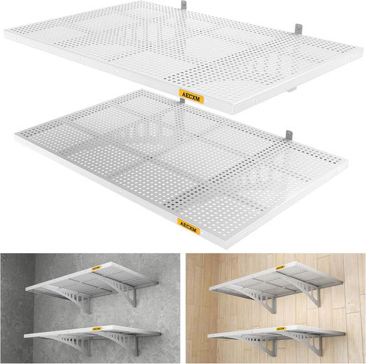 2-Pack 2x3ft Adjustable Garage Wall Shelving 560lbs Load Capacity Heavy Duty Wall Mounted Storage