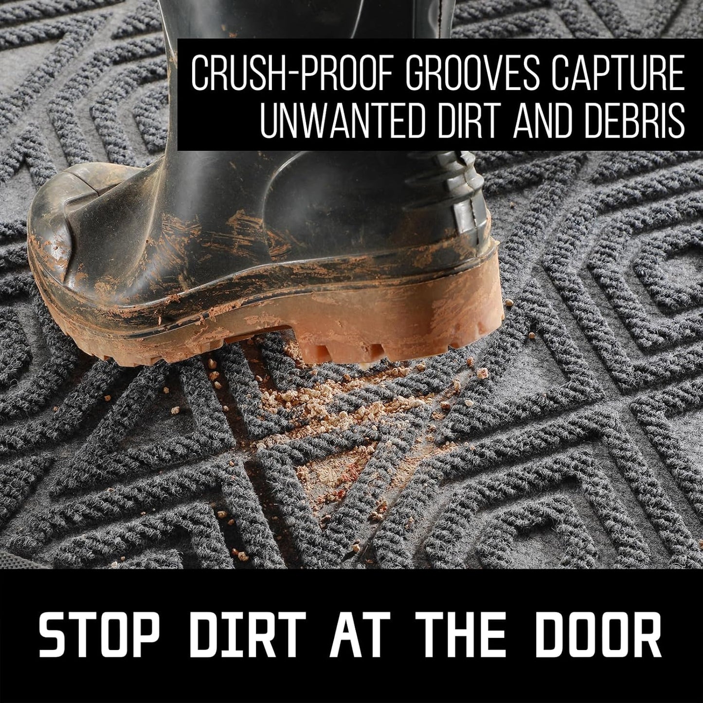 Yimobra Door Mat, Outdoor Indoor Entrance Welcome Mat, Heavy Entry Front Door Mat, Stain & Fade Resistant, Low Profile, Sturdy Rubber, Easy Clean Patio Floor Mat, Waterproof, 36 x 24, Gray