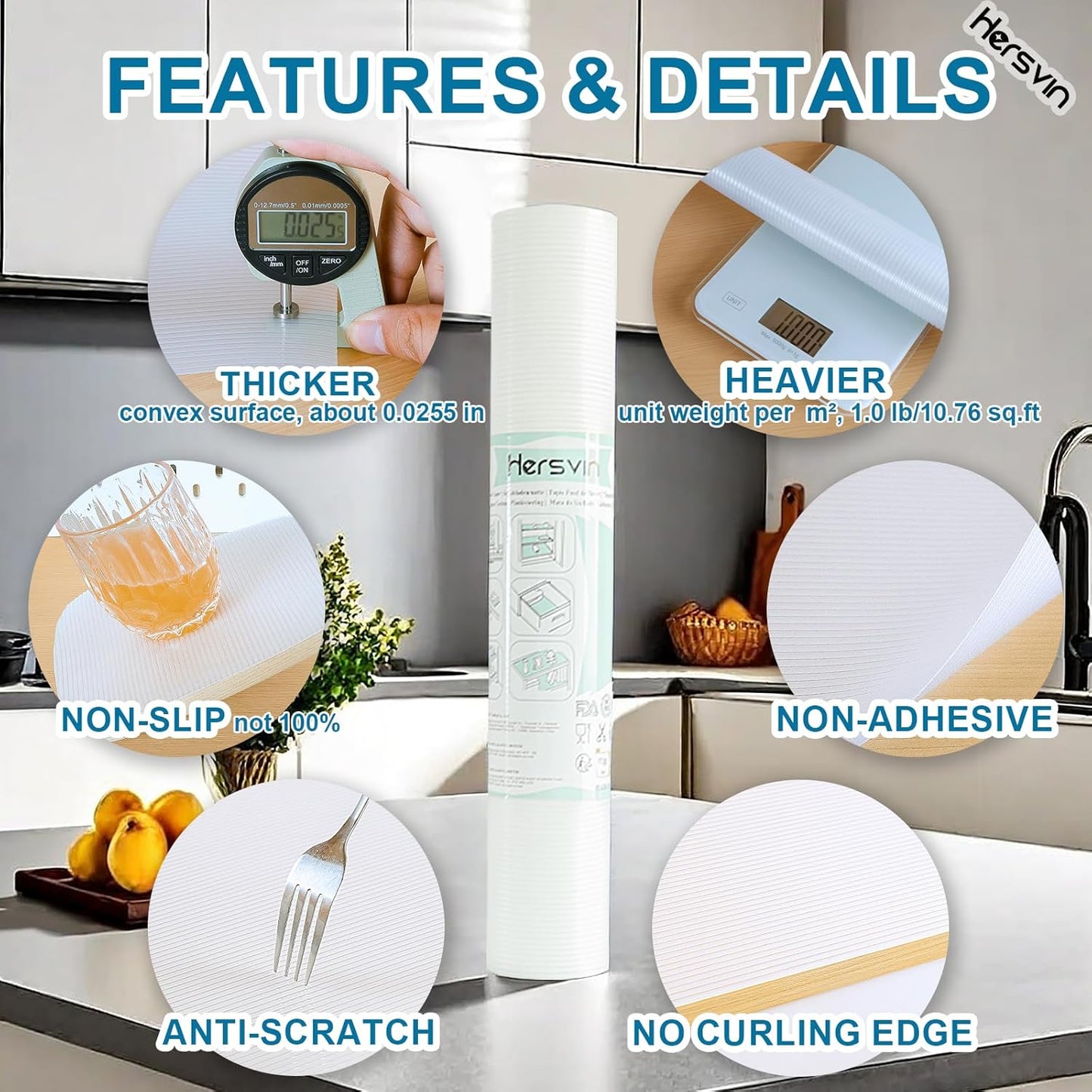 Shelf Liners 14 in x 20 ft EVA Drawer Mats, Non-Adhesive Cupboard Protector, Kitchen Cabinet Lining Fridge Liner (Clear Stripe, 35.6x610cm)