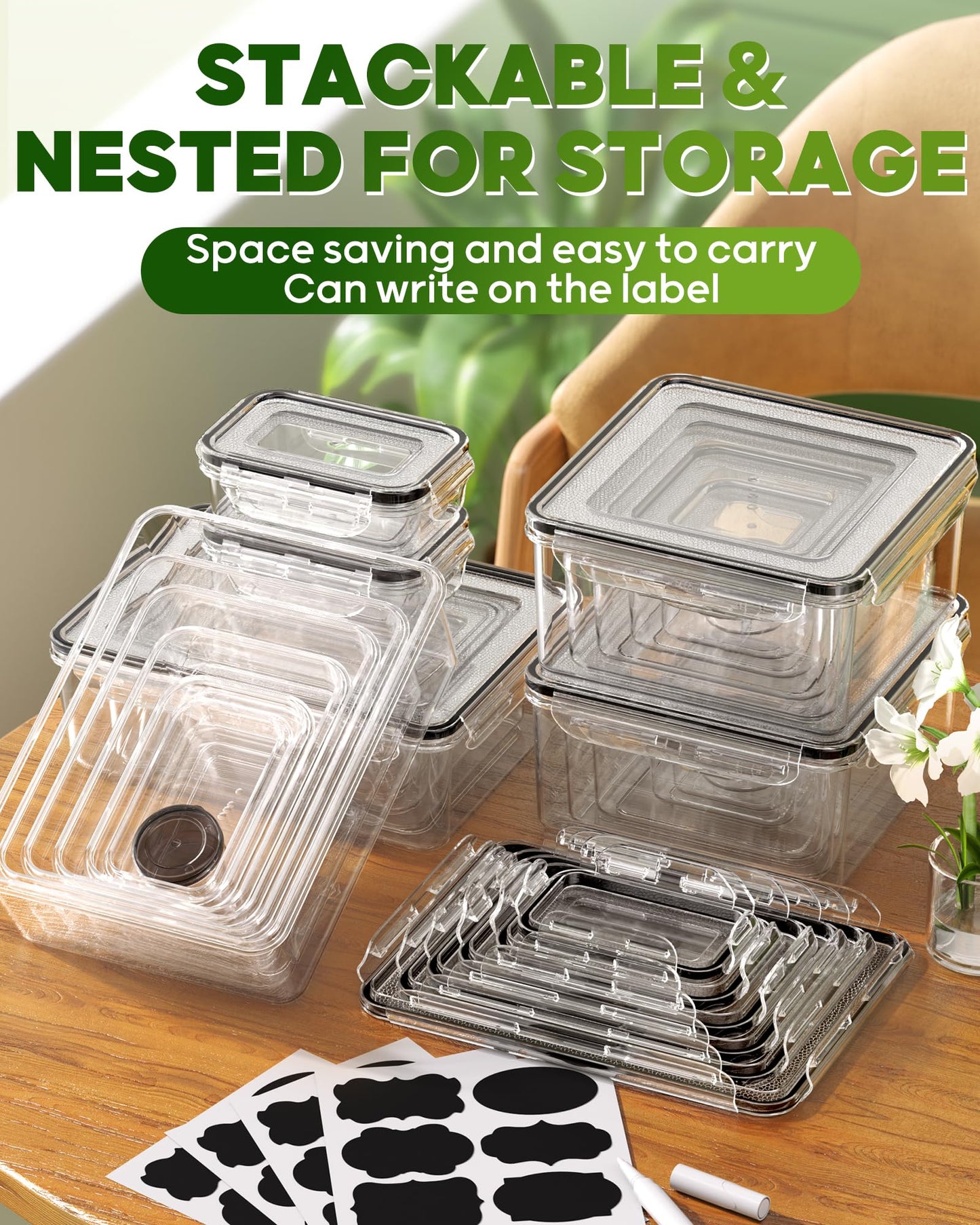 KEMETHY 60 PCS Food Storage Containers with Lids, Plastic Food Containers