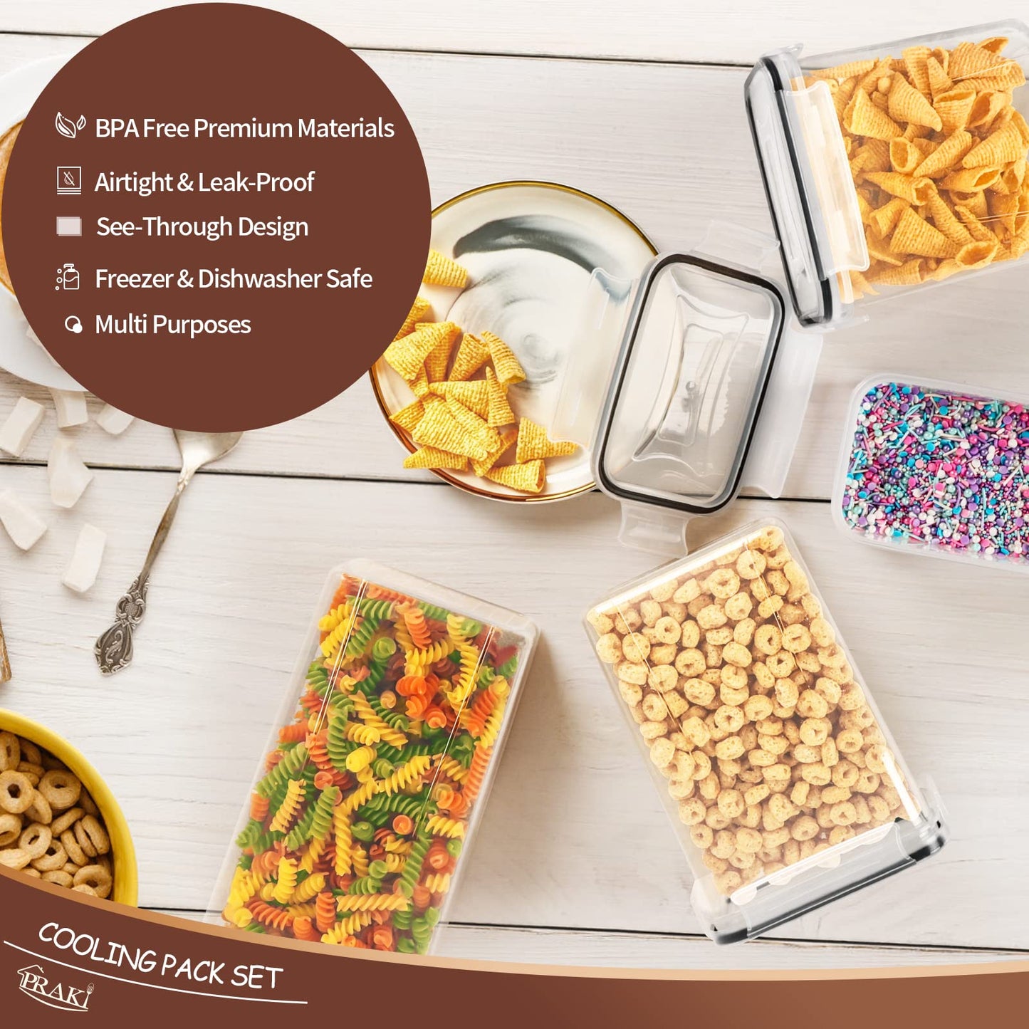 PRAKI Airtight Food Storage Containers Set with Lids - 24 PCS, BPA Free Kitchen and Pantry