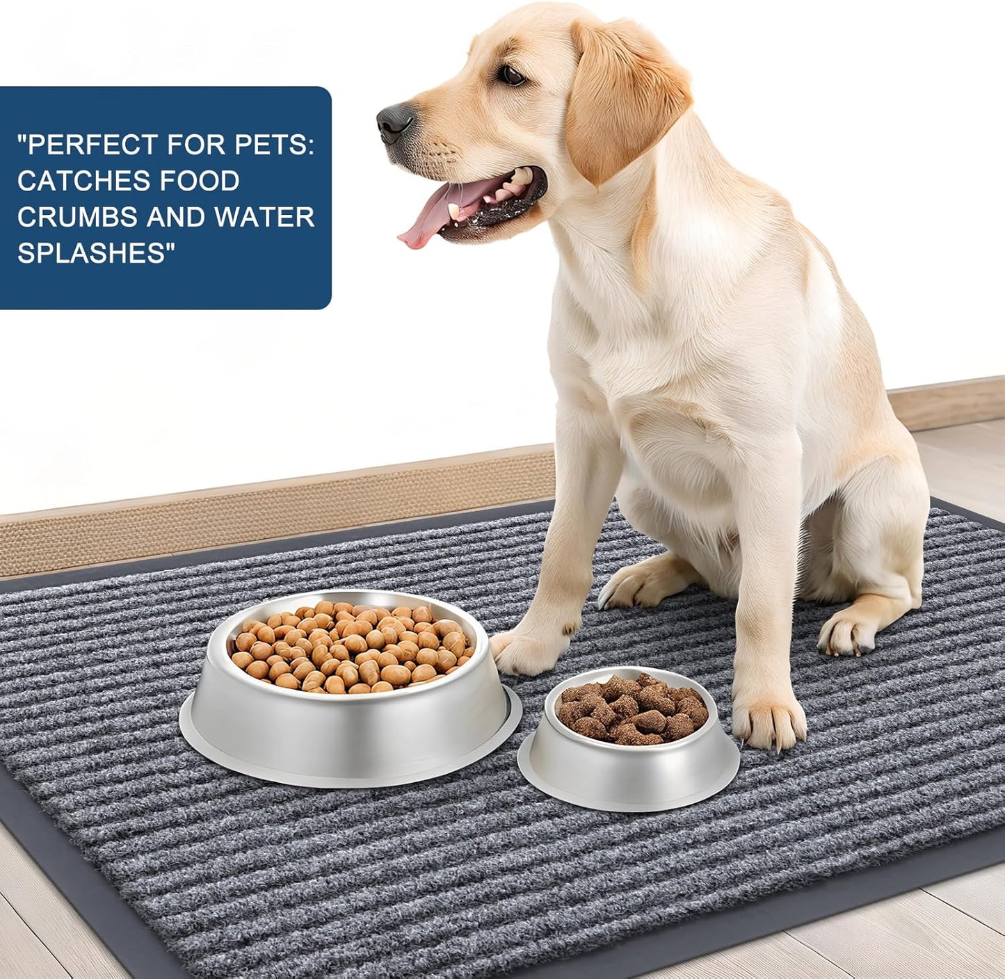 OLANLY Front Door Mat Indoor Outdoor Entrance, Waterproof Heavy Duty Doormat, Fade Resistant, Low Profile, Easy Clean Patio Porch Welcome Floor Mats for Entry, 59x35, Light Gray