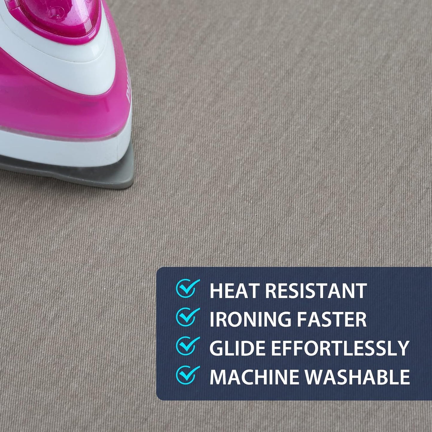 Ironing Board Cover 12 x 32 inch, Fits Table Top Ironing Board Heat Reflective, 3 Layers Thick Padding with Elasticized Edges, Small Iron Board Cover (Brown)