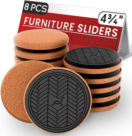 4¾" Felt Furniture Sliders for Hardwood Floors, 8 PCS Furniture Pads for Tile Floors, Furniture Movers Sliders for Heavy Furniture, Felt Sliders Move Large Furniture Easily