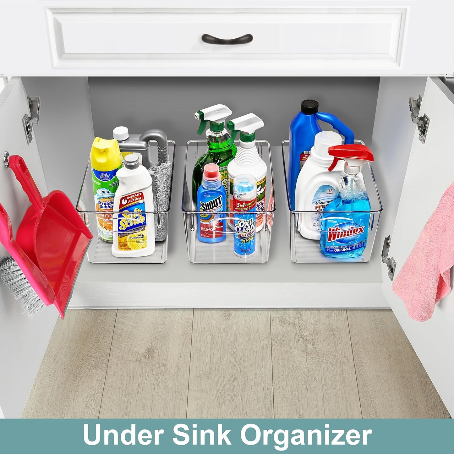 Sorbus 4 Pack Large Clear Plastic Storage Bins, Clear Organizer Bins with Handle for Kitchen, Pantry, Cabinet, Refrigerator, Craft, Toys, Clothes, Closet, Under Sink, Bathroom Organizers and Storage