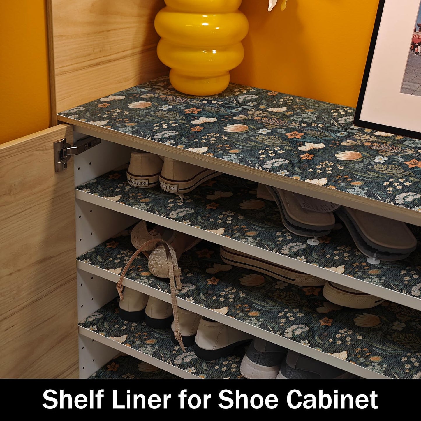 Amiitay Vintage Floral Drawer Liner, Non-Adhesive and Strong Non-Slip