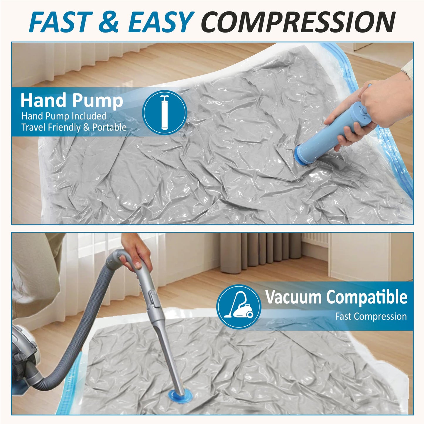 Cozy Essential Vacuum Storage Bags, 80% Compression Vacuum Seal Space Saver Plastic Packaging Bags