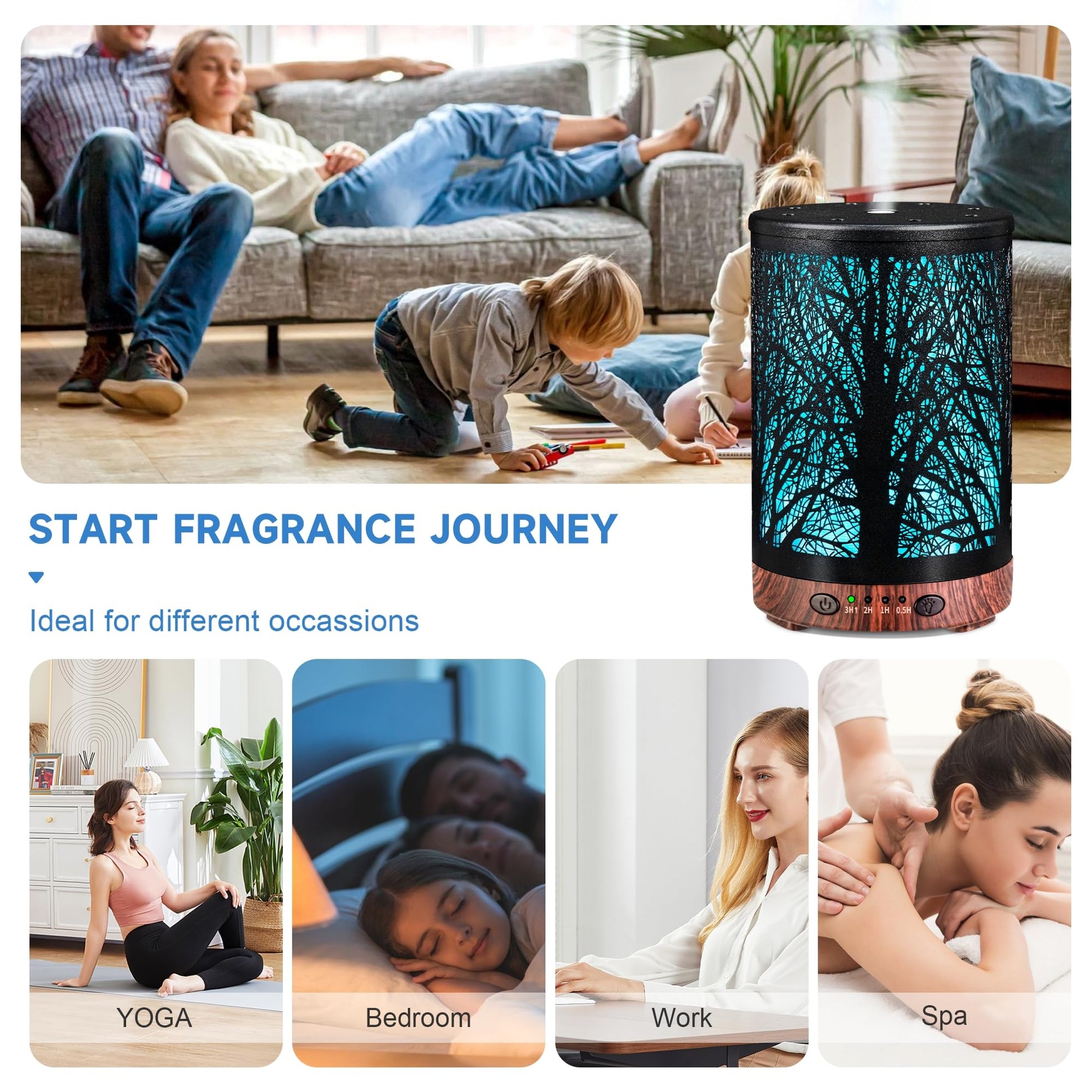 JOYOLO Essential Oil Diffuser 120ML Metal Aromatherapy Diffuser with Timer, Cool Mist Humidifier