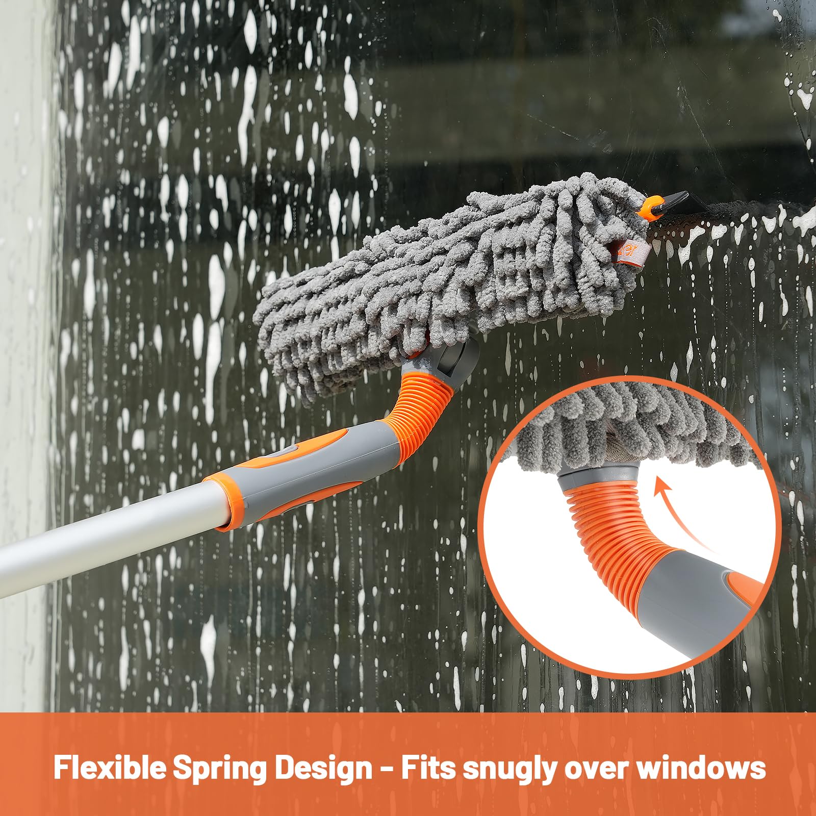 Eazer 89'' Squeegee Window Cleaner 2 in 1 Rotatable Window Cleaning Tool Kit with Extension Pole