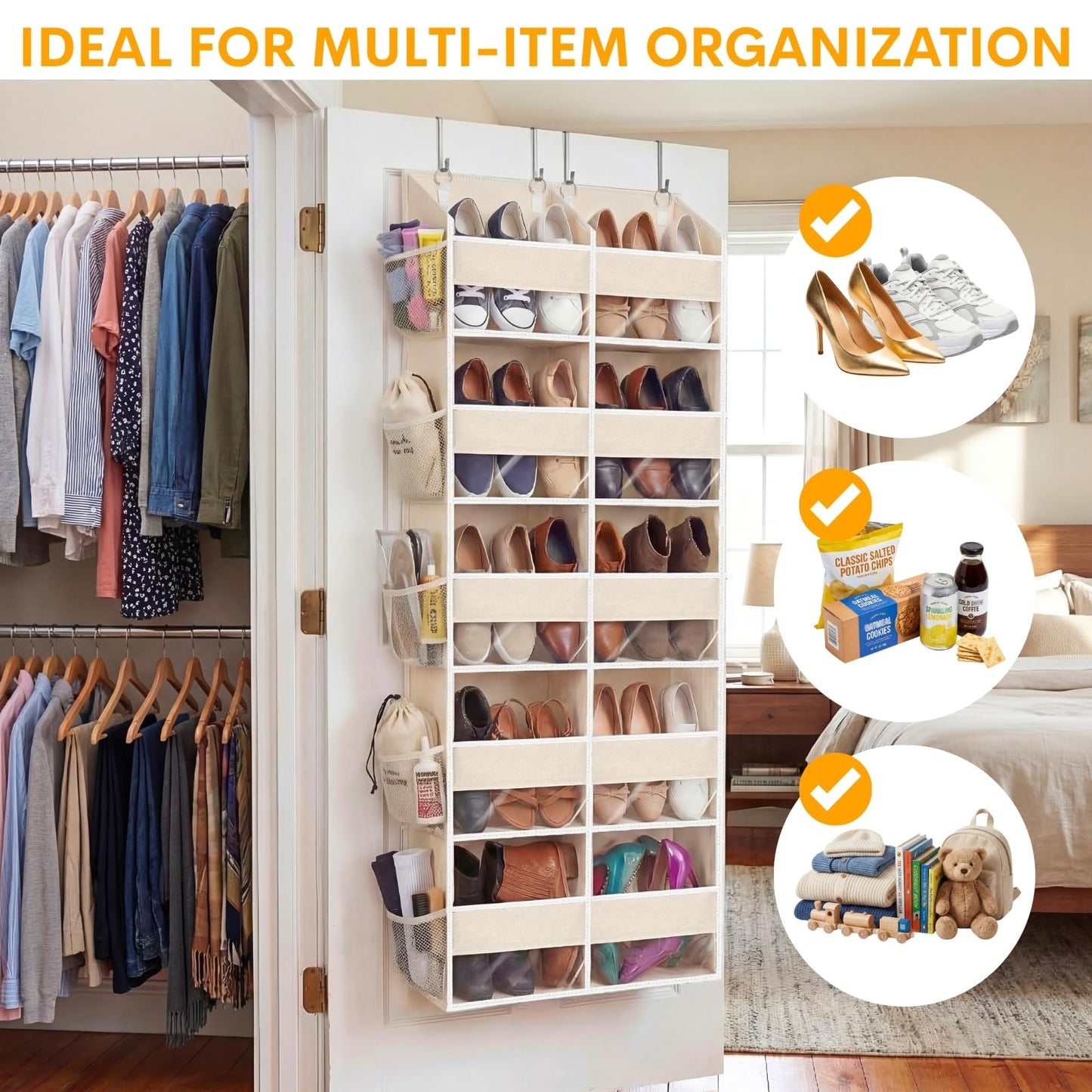Ofiray-home Over the Door Organizer 5 Tiers,Extra Large Behind Door Storage of 10 Compartments,80