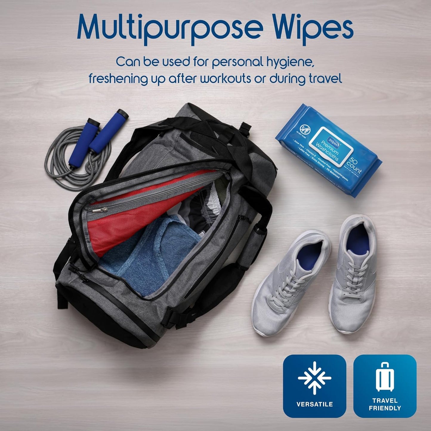 Inspire Adult Wet Wipes, Wash Cloths | Adult Wipes for Incontinence & Cleansing for Elderly, 8"x12" Count 12 packs of 50