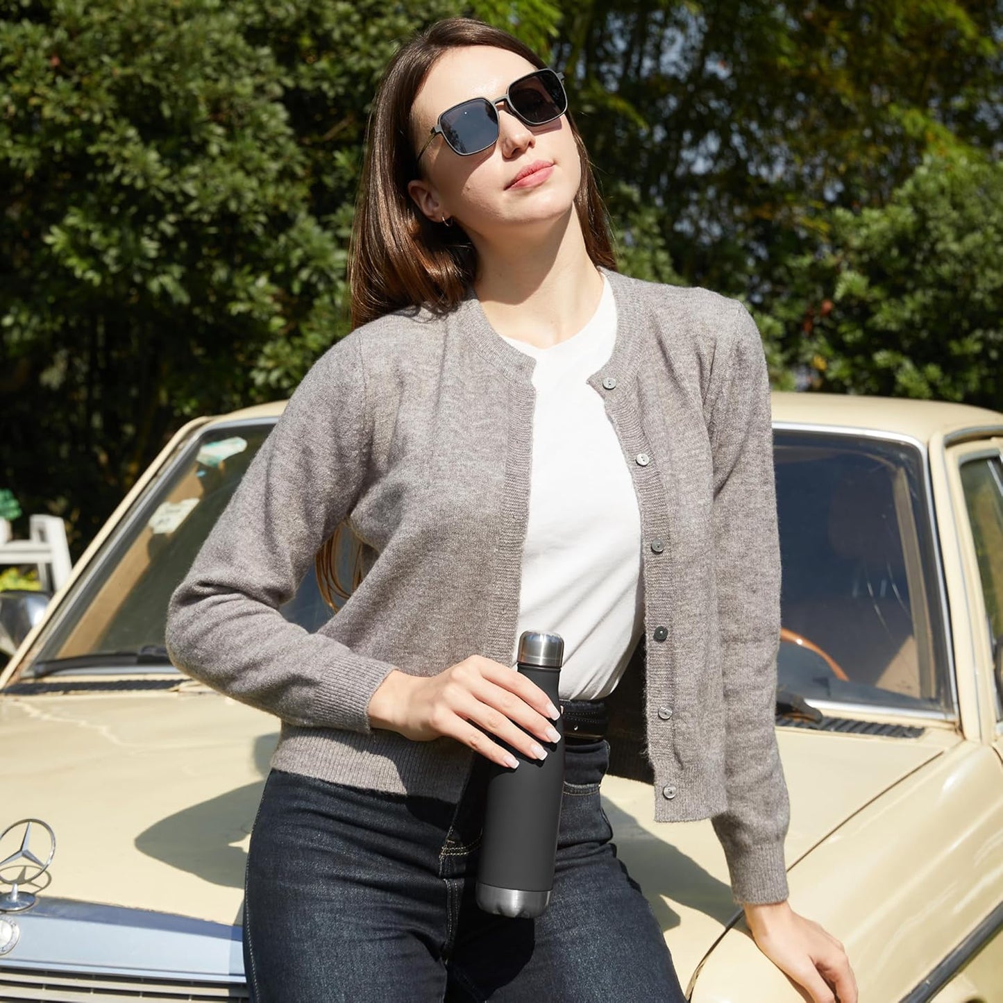 MEWAY 17oz Sport Water Bottle Vacuum Insulated Stainless Steel Leak-Proof Double Wall Cola Shape Water Bottle,Keep Drinks Hot & Cold (Black,1 Pack)