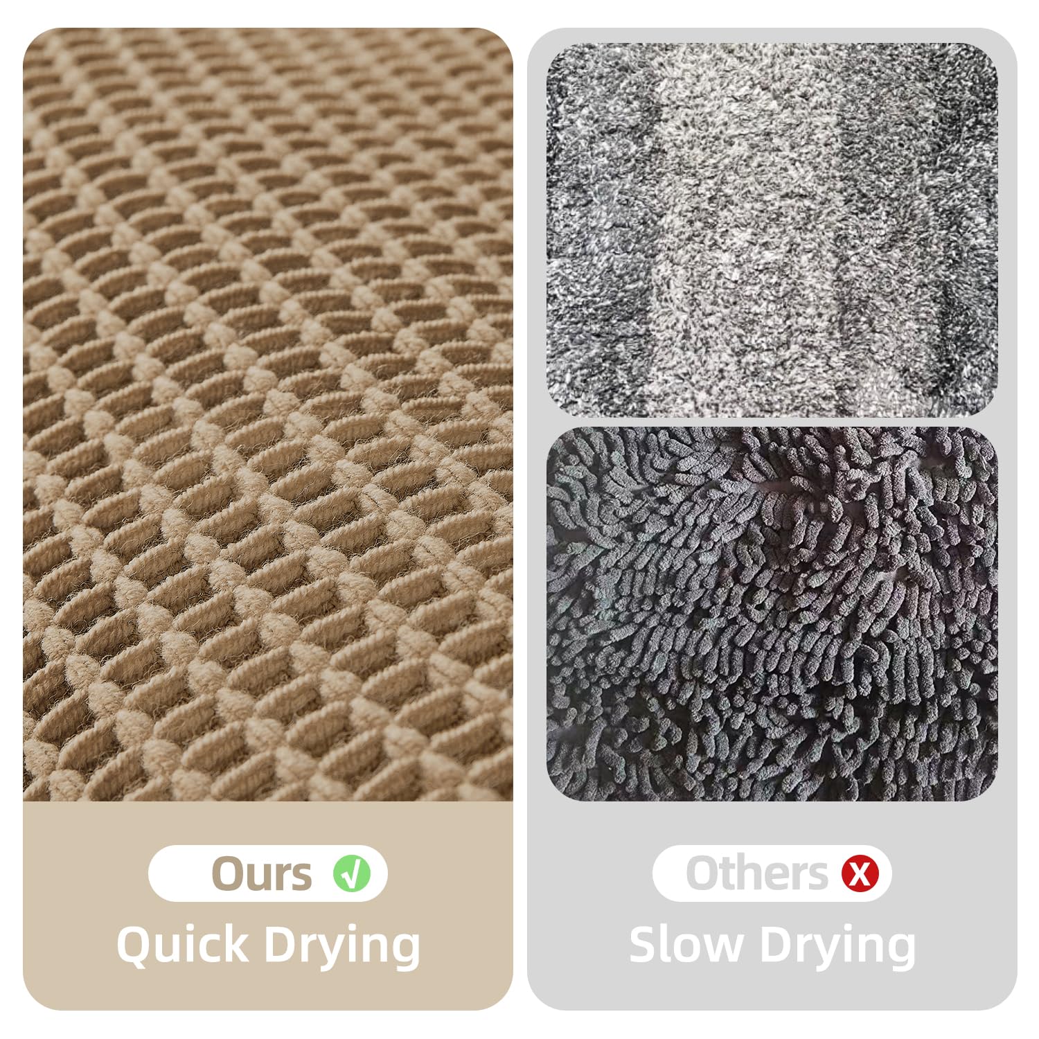 TYUU Waffle Bath Mat, Boho Bathroom Rugs Non Slip Washable, 30x20 Khaki