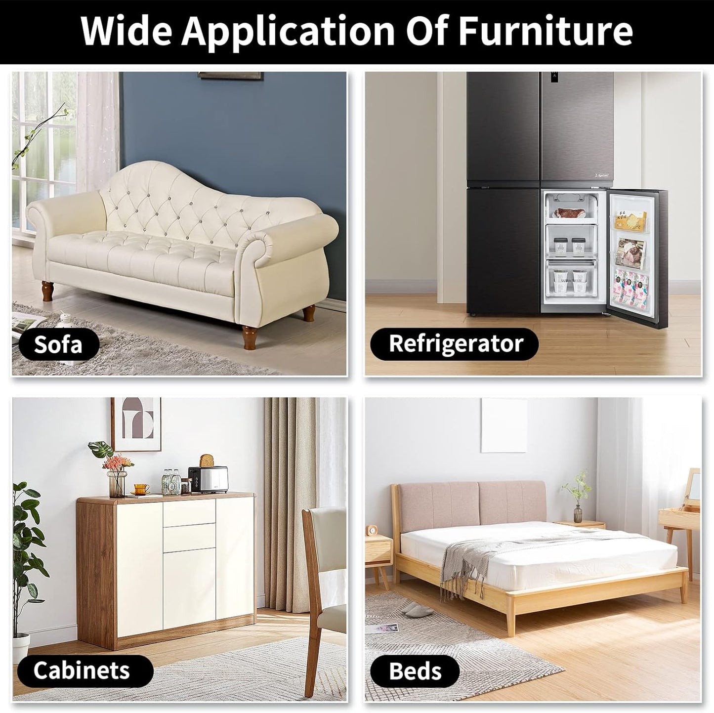 Ezprotekt 5" Square Felt Furniture Movers Sliders for Hardwood Floors, 8 Pcs Reusable Felt Furniture Moving Pads for Heavy Duty Bed Sofa Fridge Couch, Move Item Easily and Quickly (Beige)