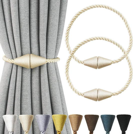 2 Pack Magnetic Curtain Tiebacks Rope Modern Handmade Curtain Tie Backs Decorative Drapes Weave