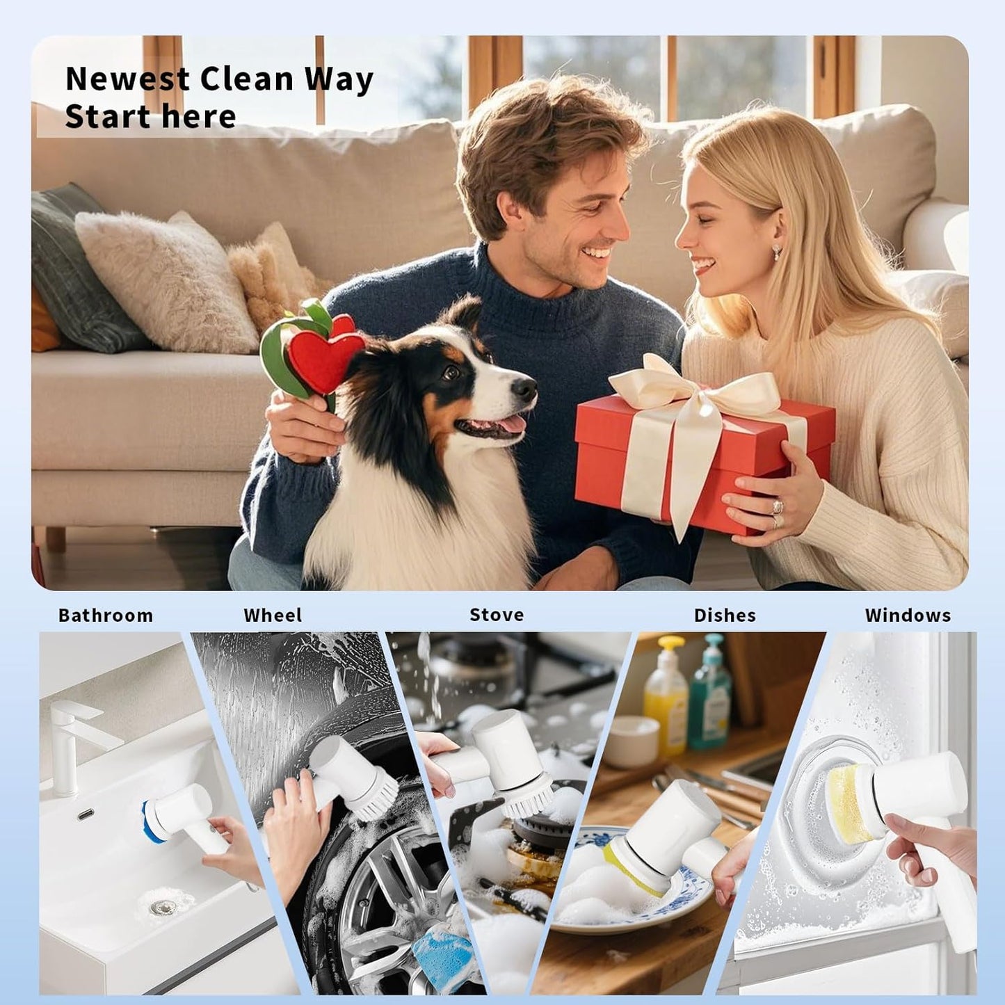 Electric Scrubber Spin- Rechargeable Cordless Handheld Spin Brush with 4 Replacement Brushs with 2 Adjustable Speed Mode for Kitchen,Sink, Bathtub Stovetop ect.