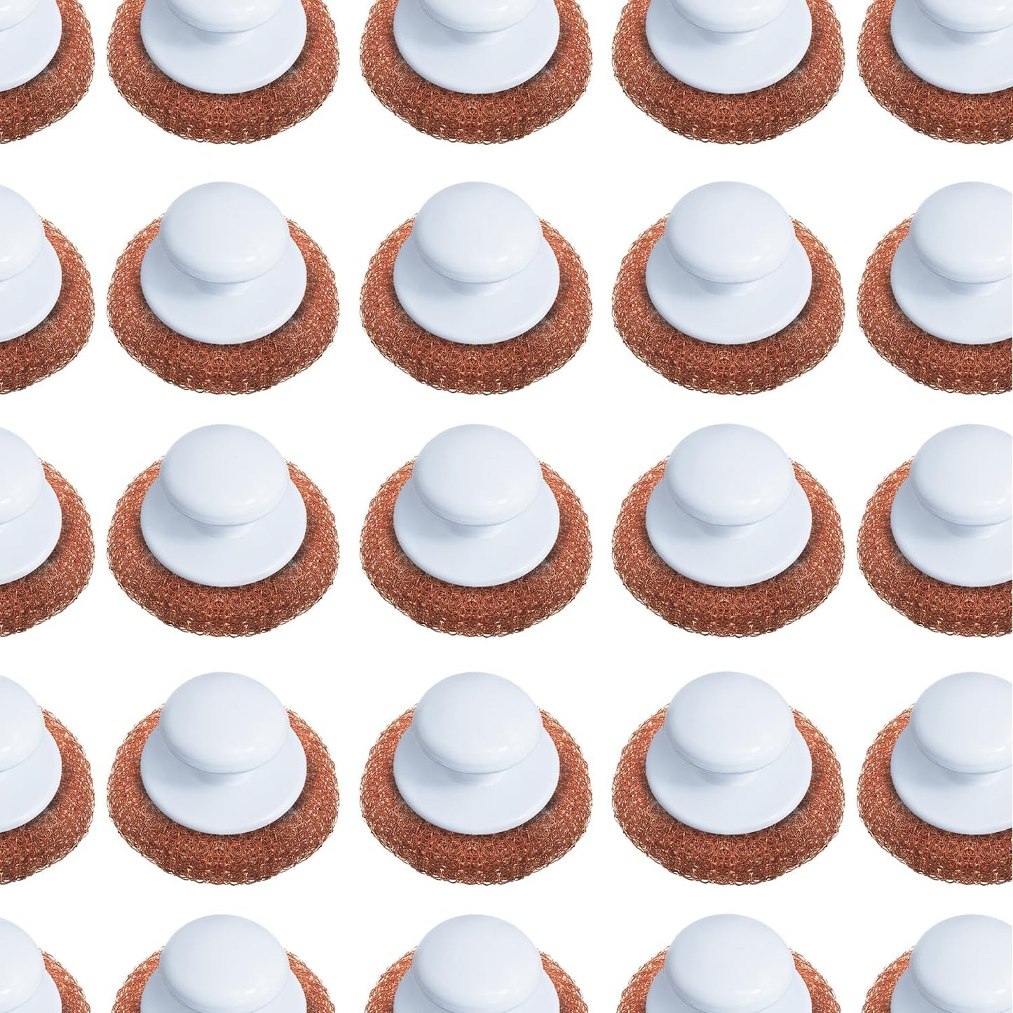 LOLA Copper Mesh Scouring Pad w/Comfort Knob, 144 Pack, Heavy Duty Cleaning Pads, Knitted Wire Mesh, Cleans Caked-On & Baked-On Messes