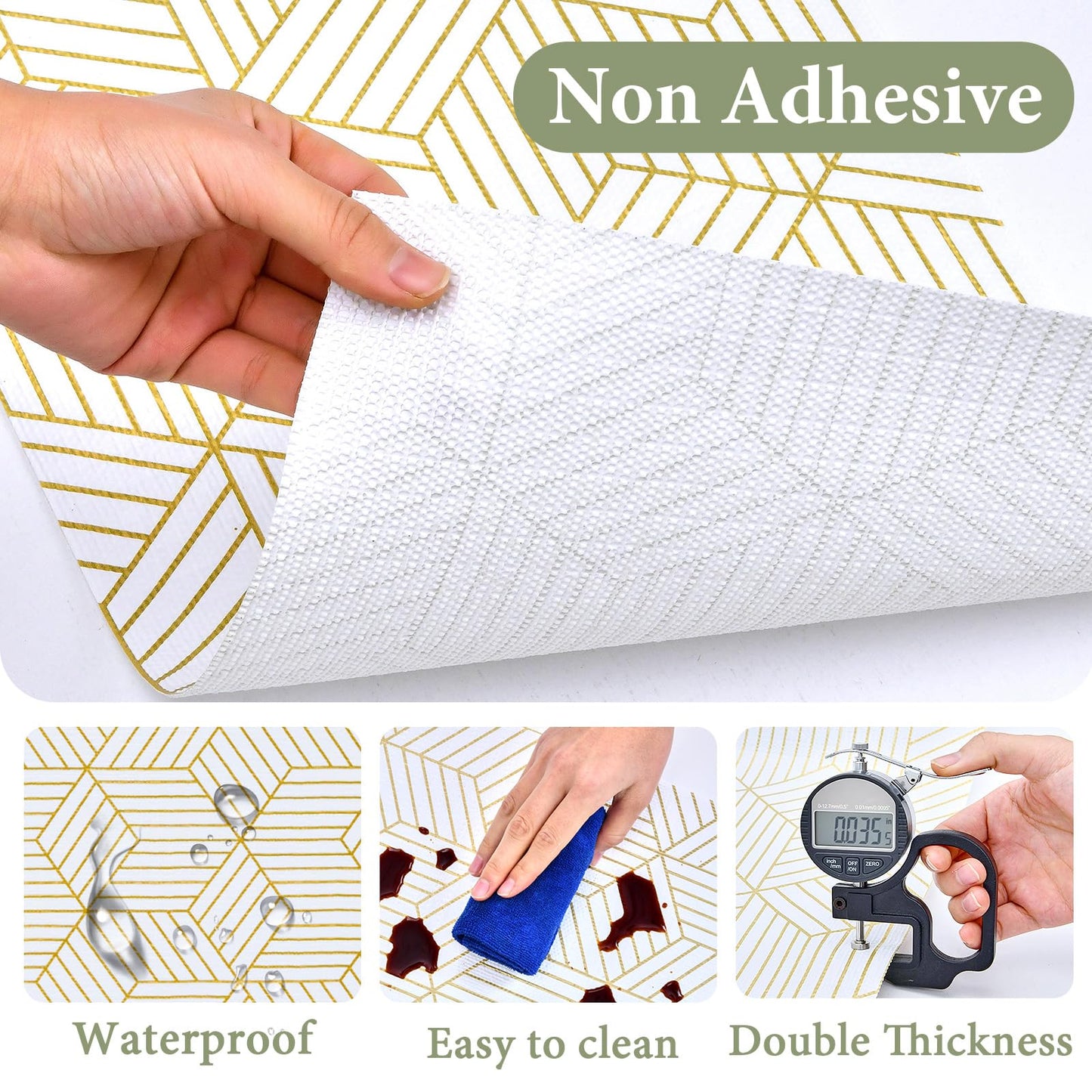 Shelf Liners for Kitchen Cabinets 12in x 20FT, Non Adhesive Cabinet Liner Strong Non-Slip Thickened