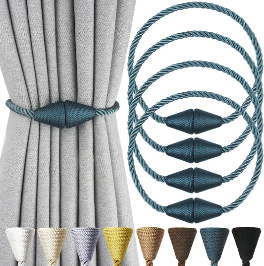 4 Pack Magnetic Curtain Tiebacks Rope Modern Handmade Curtain Tie Backs Decorative Drapes Weave