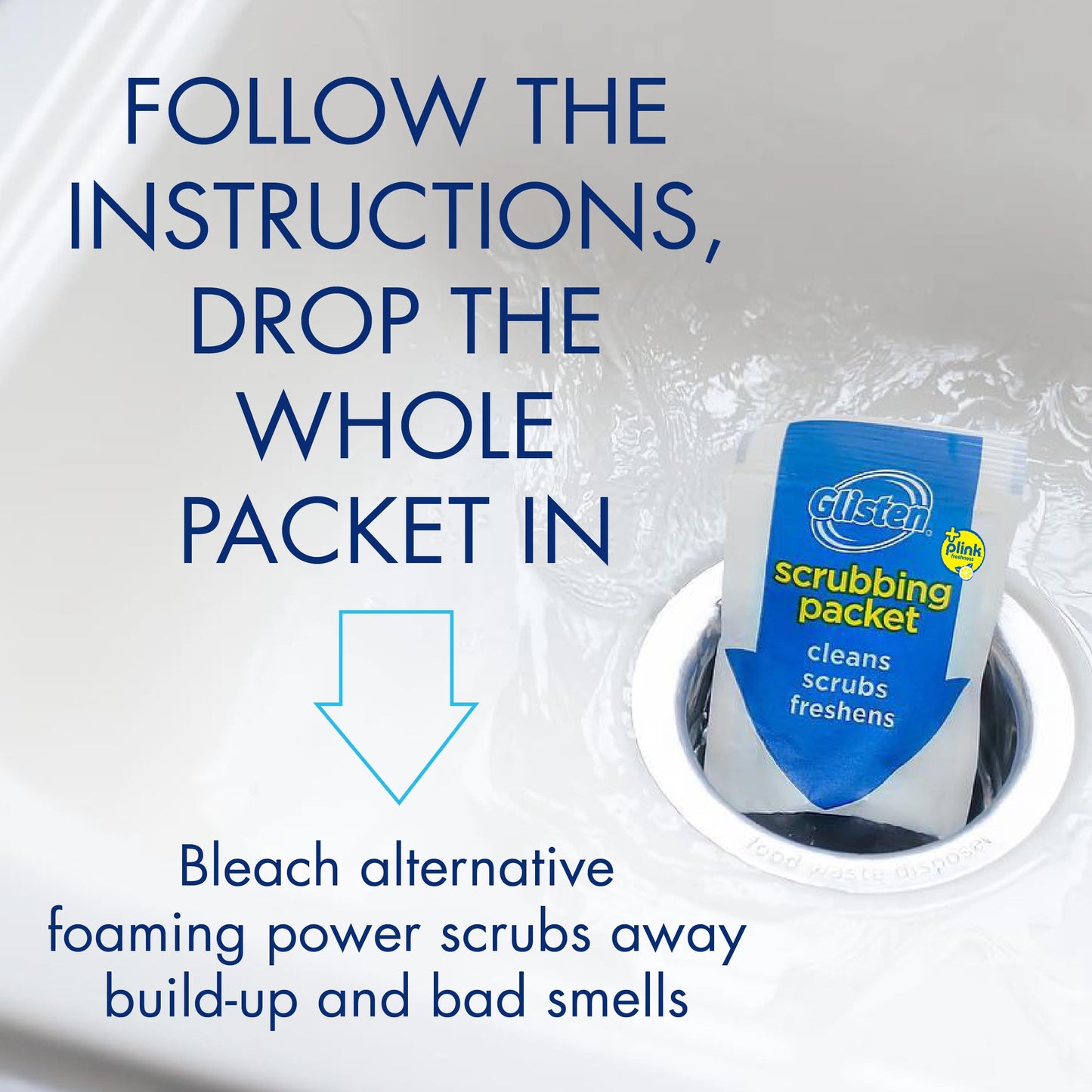 Glisten Garbage Disposal Cleaner and Odor Eliminator with Foaming Action, Removes Buildup and