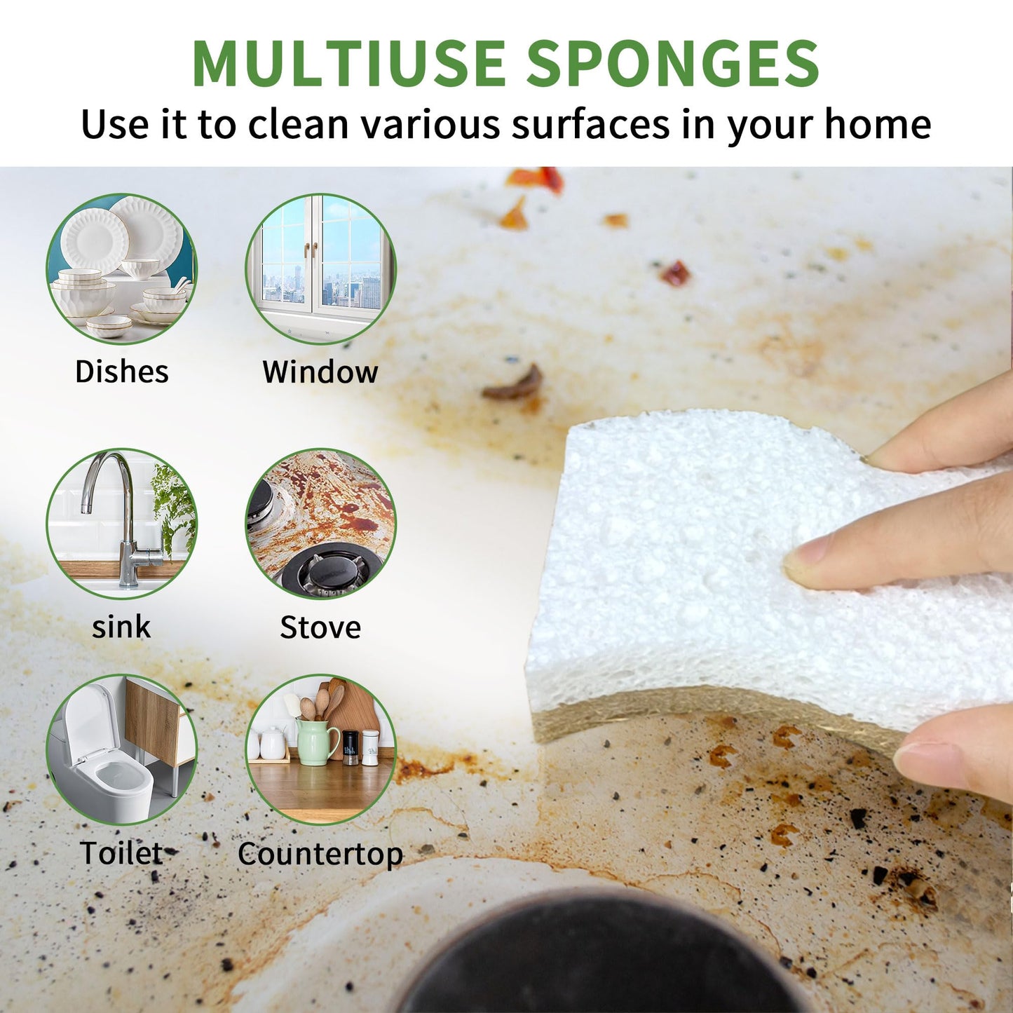 KICKLEEN 9 Pack Biodegradable Natural Kitchen Sponge Dish Sponges