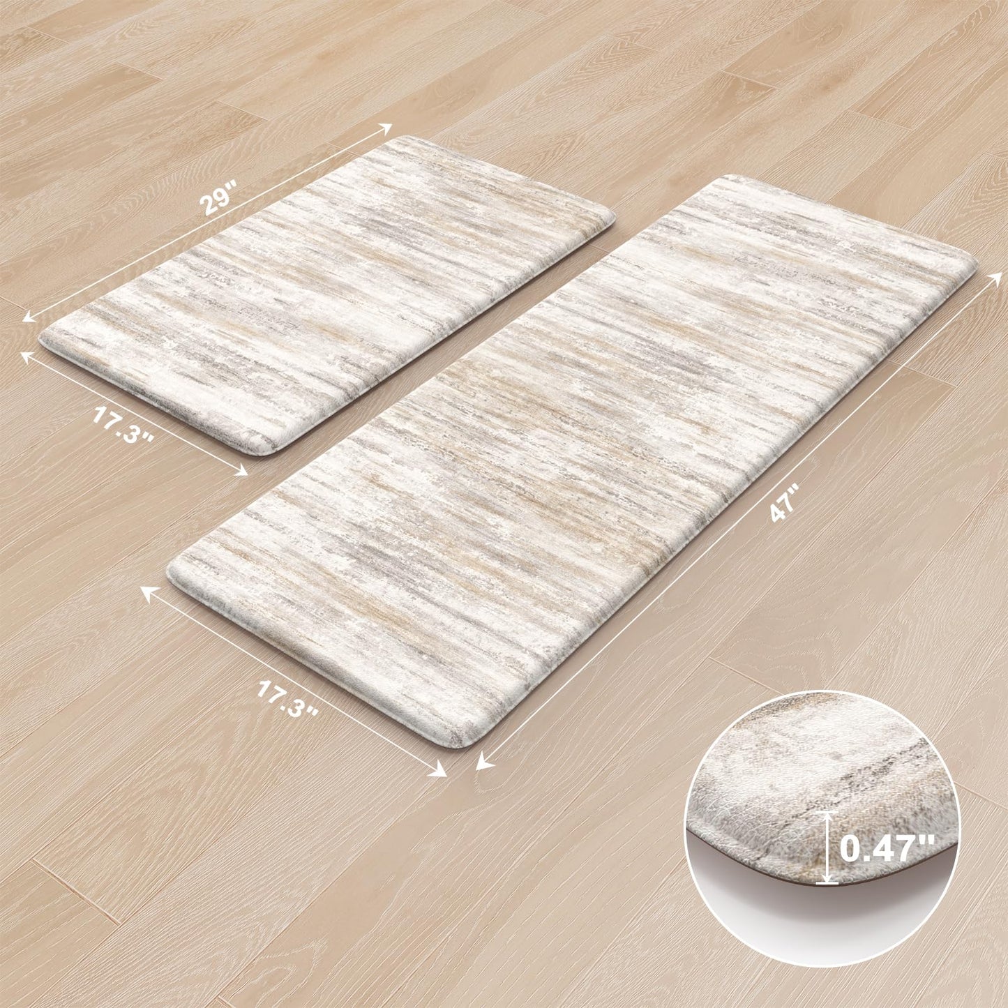 KIMODE Anti Fatigue Kitchen Mats for Floor 2 Piece, Abstract Kitchen Rugs