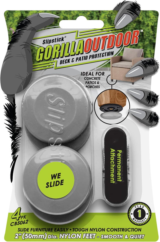 Gorilla Outdoor 2 Inch Furniture Sliders/Screw on Nylon Glide Floor Protectors (Set of 4 Glides)